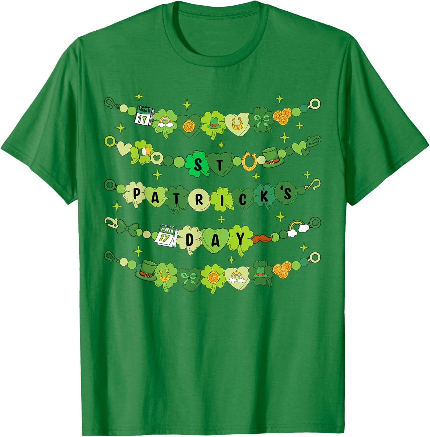 Happy St Patricks Day Friendship Bracelet T-Shirt for Girls - 16