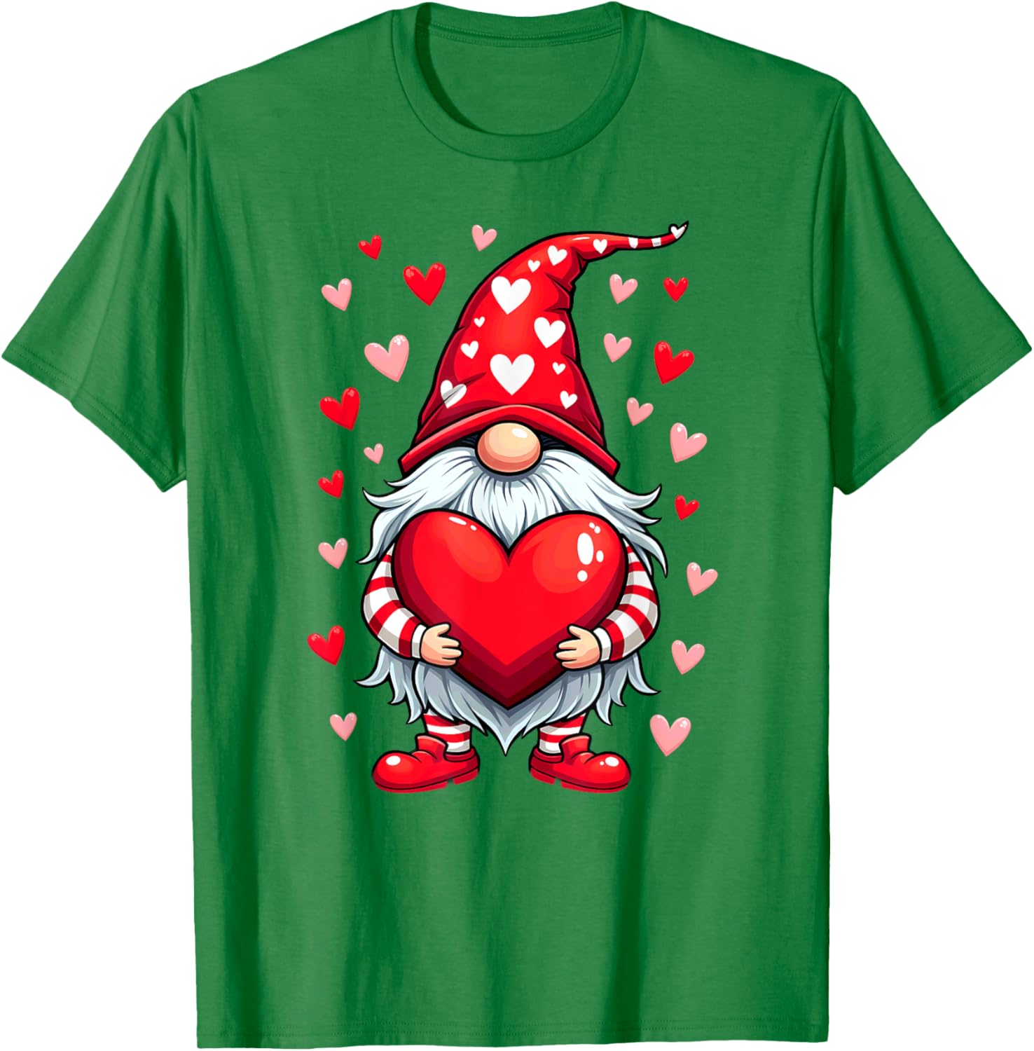 Adorable Valentine's Day Gnome T-Shirt with Red Heart Design - 11