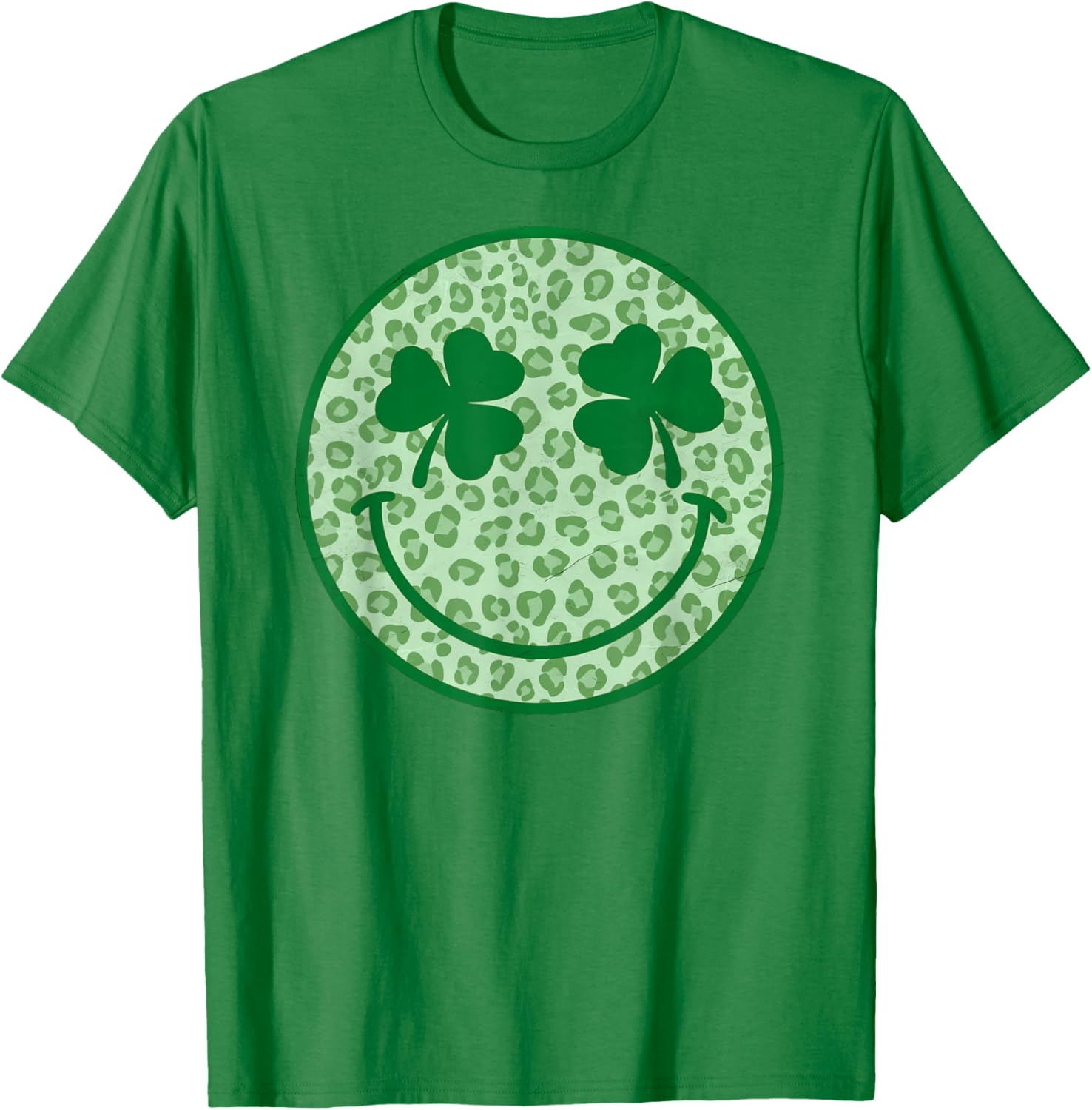Smile Happy St Patricks Day Retro Shamrock Leopard T-Shirt for Fun Style - 7
