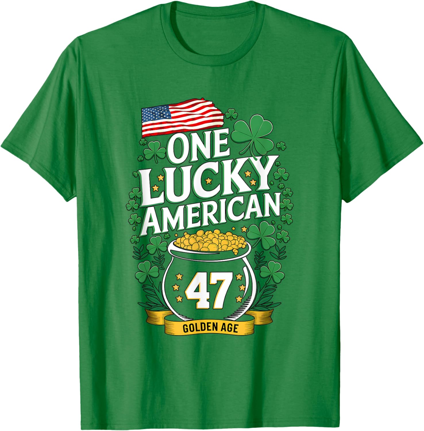One Lucky American Golden Age St. Patrick's Day T-Shirt for All Ages - 12