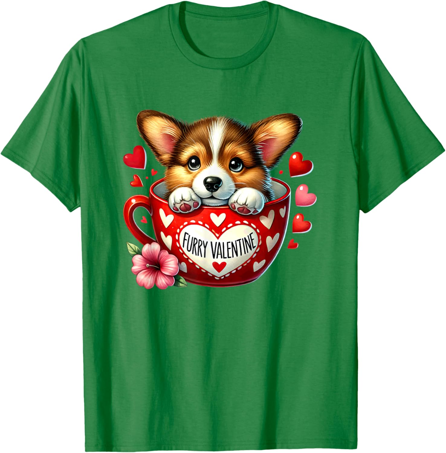 Furry Valentine Corgi Puppy Love T-Shirt for Dog Lovers and Friends - 23