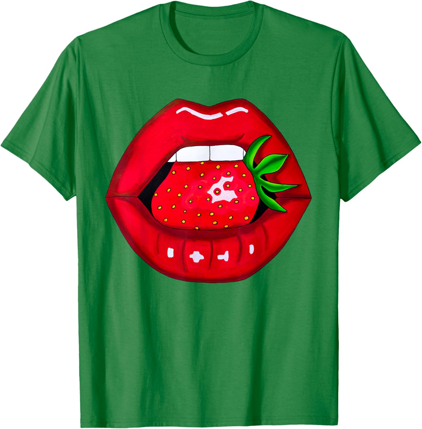 Sexy Strawberry Lips Red Lipstick Women's T-Shirt for Fun Fashion - 17
