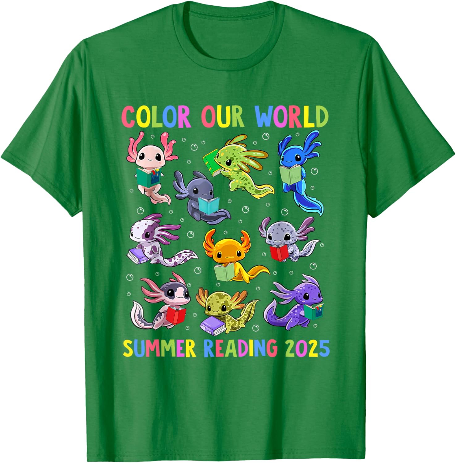 Color Our World Axolotl Summer Reading 2025 T-Shirt for Fun Adventures - 5