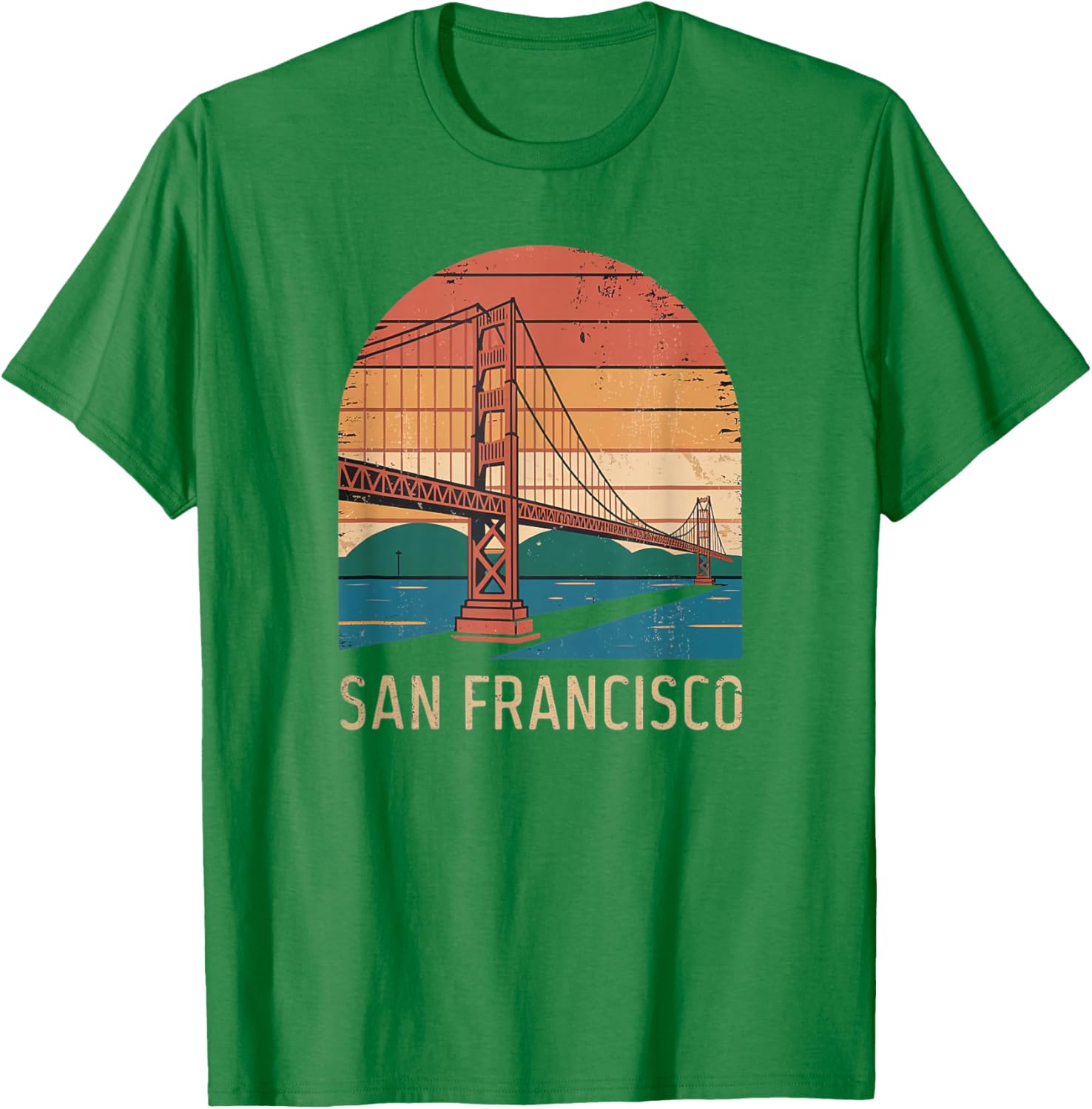 Retro San Francisco Bridge Sunset T-Shirt for Vintage Style Lovers - 27