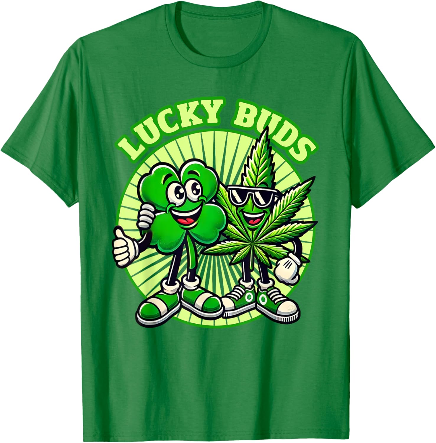 Lucky Buds St. Patrick's Day Retro Clover Weed T-Shirt for High Spirits - 11