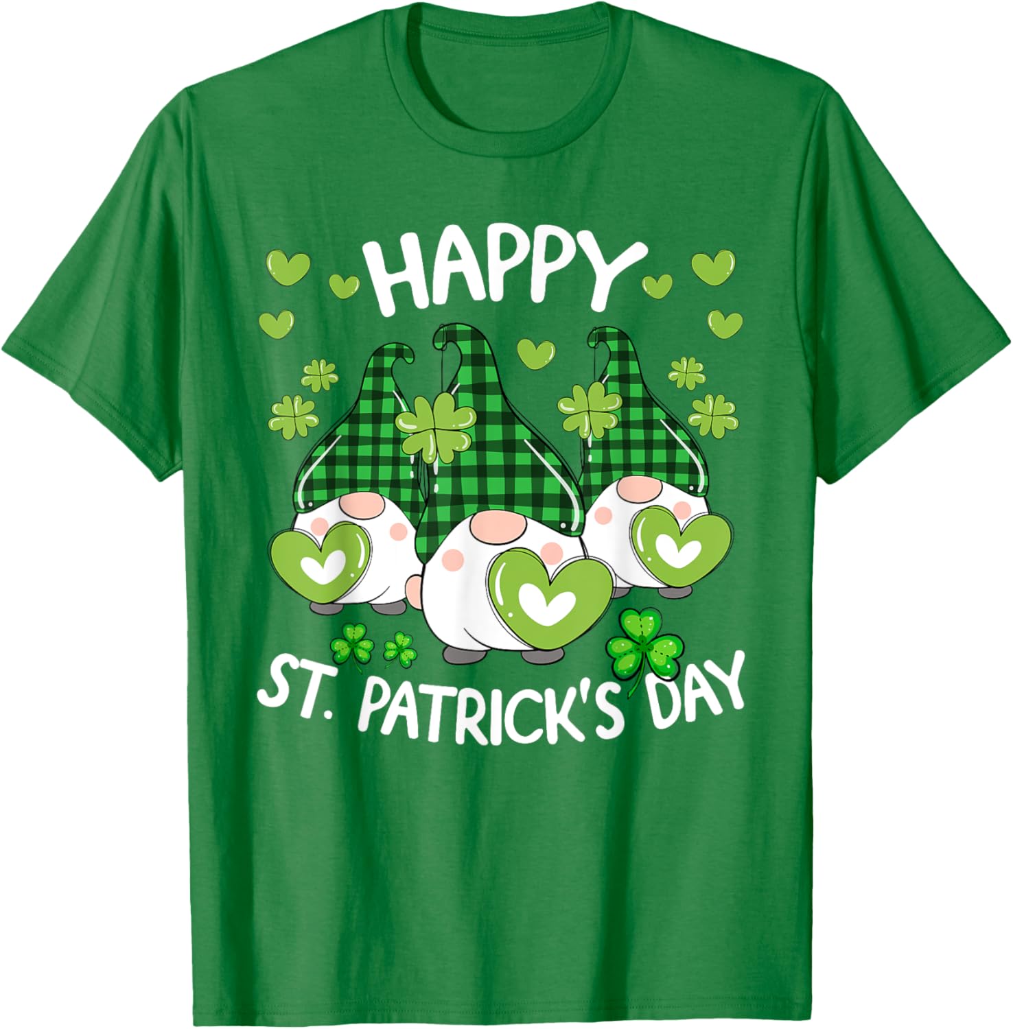 Happy St Patricks Day Gnome Shamrock T-Shirt for Women and Kids - 22