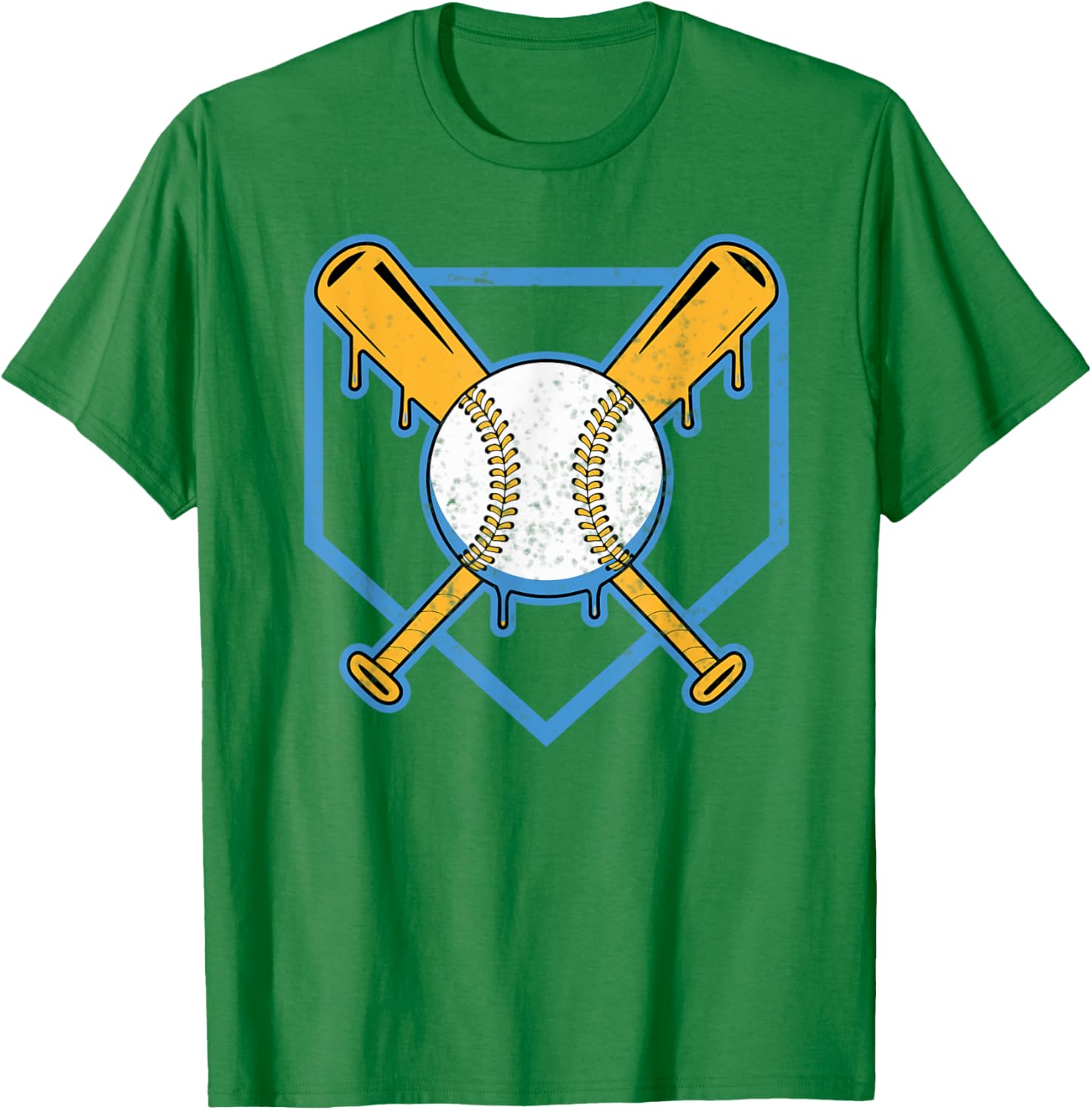 Yellow Baseball Home Plate Drip T-Shirt for Boys Sports Style - 4