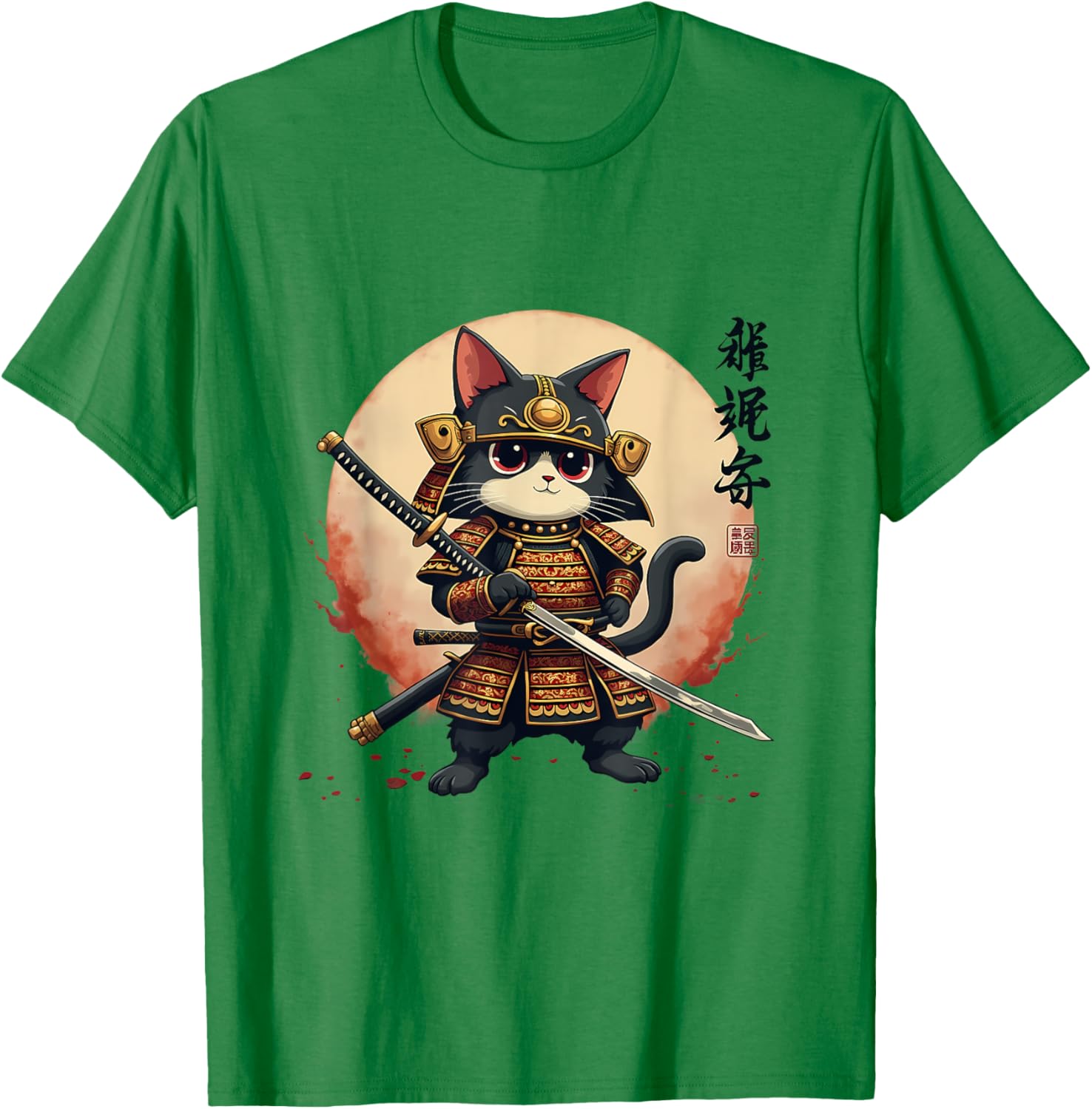 Samurai Cat Warrior Art Tee for Men and Women - Cool Japanese Anime T-Shirt - 11