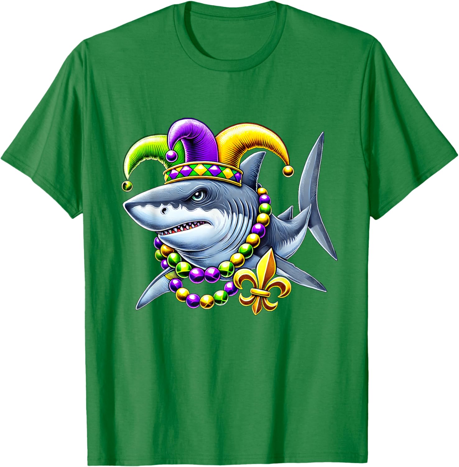 Jester Shark Beads Mardi Gras T-Shirt for Men, Women, and Kids - 2