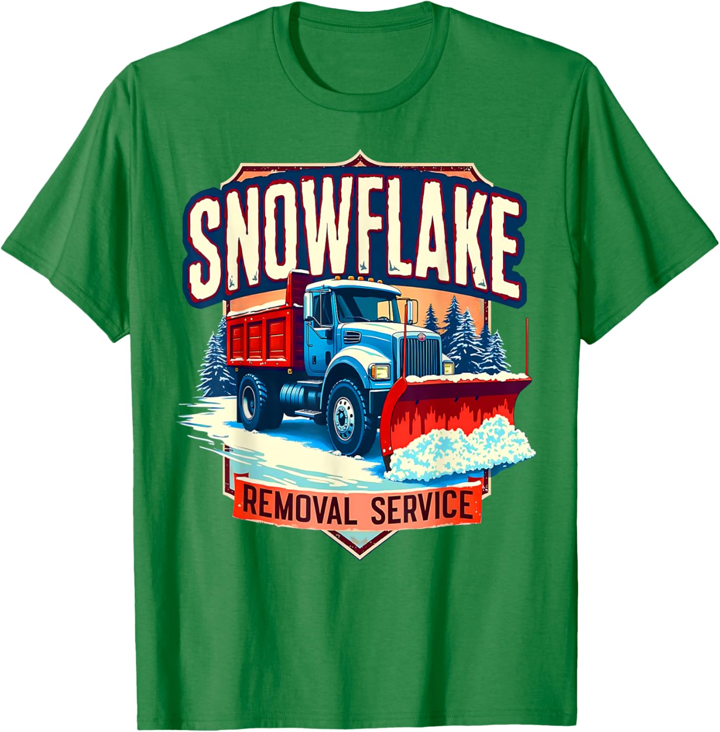 Snowflake Removal Service Truck Winter Supporter T-Shirt for Snow Days - 3