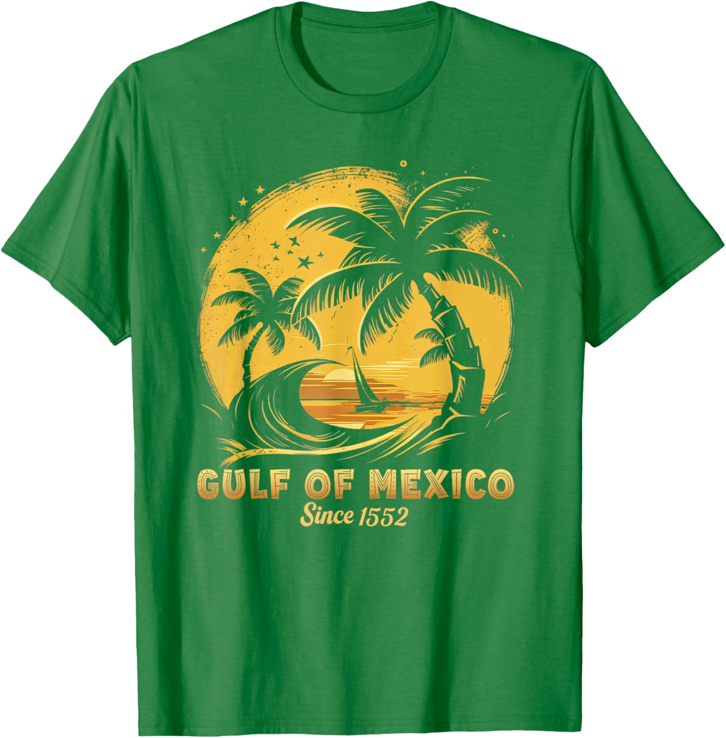 Gulf of Mexico T-Shirt with Palm Trees and Sailboat Design - 7