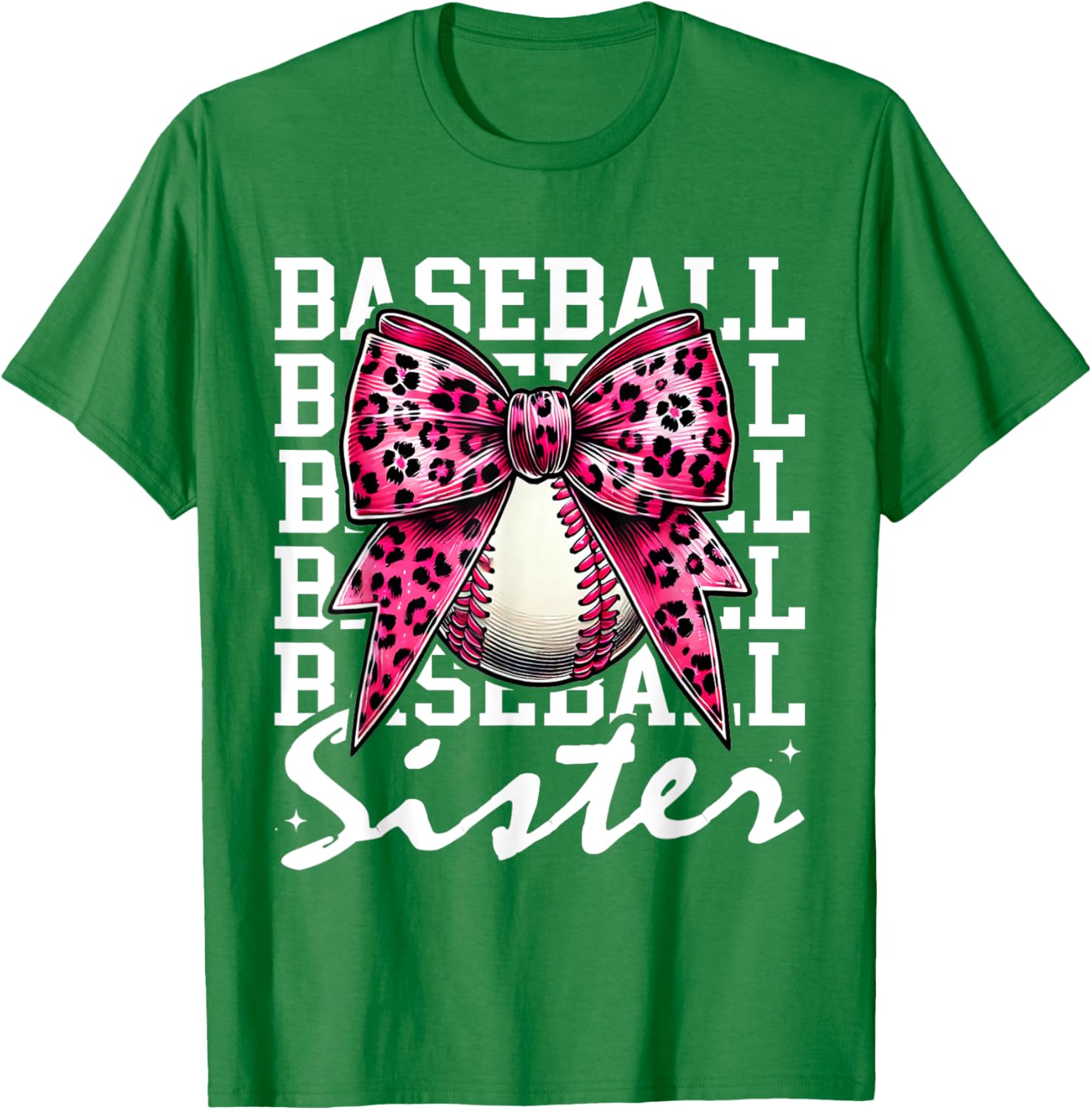 Pink Leopard Print Coquette Bow Baseball Sister T-Shirt for Trendy Style - 11
