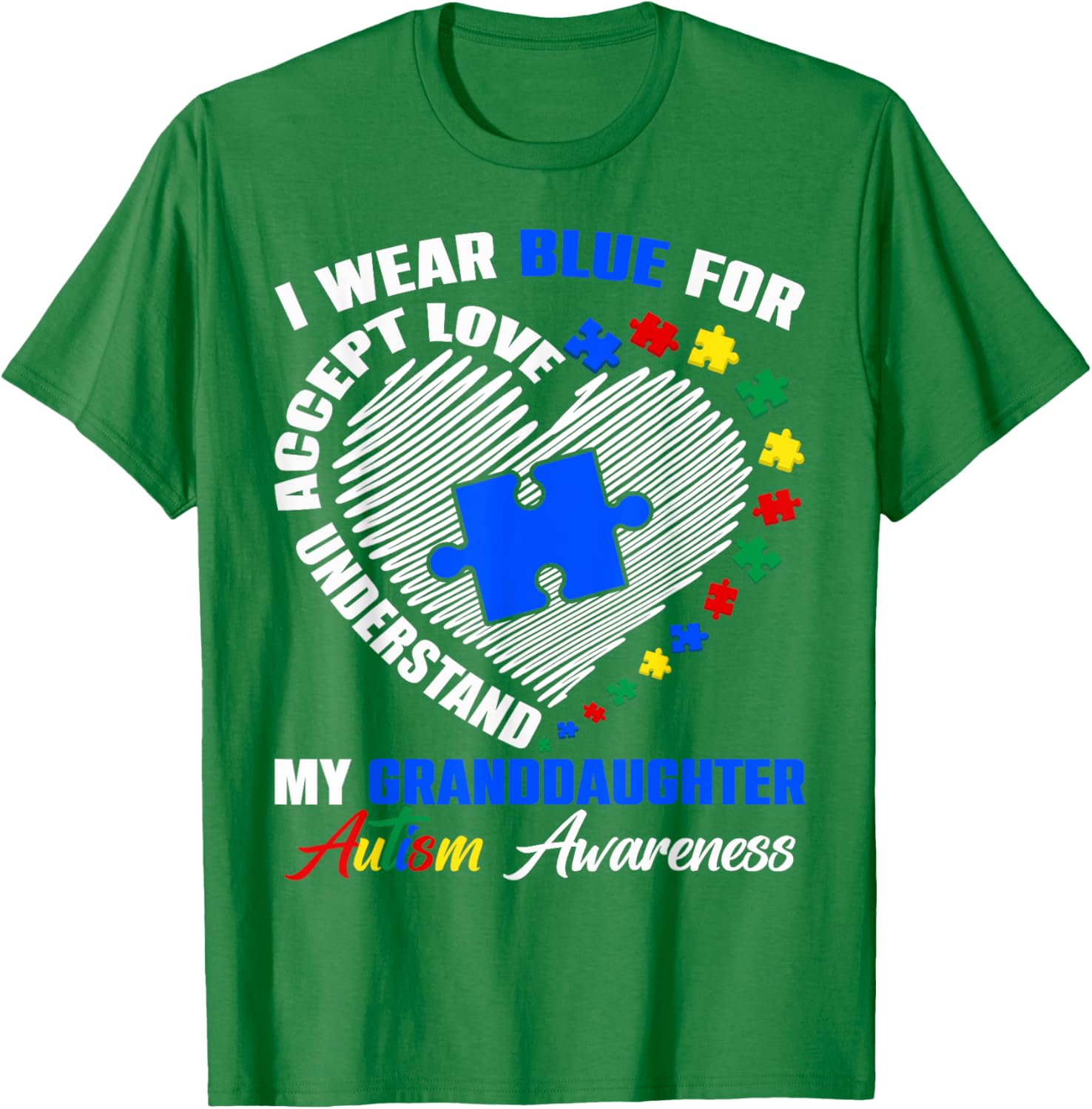Blue Puzzle Pie T-Shirt for Autism Awareness - Perfect for Granddaughters - 1