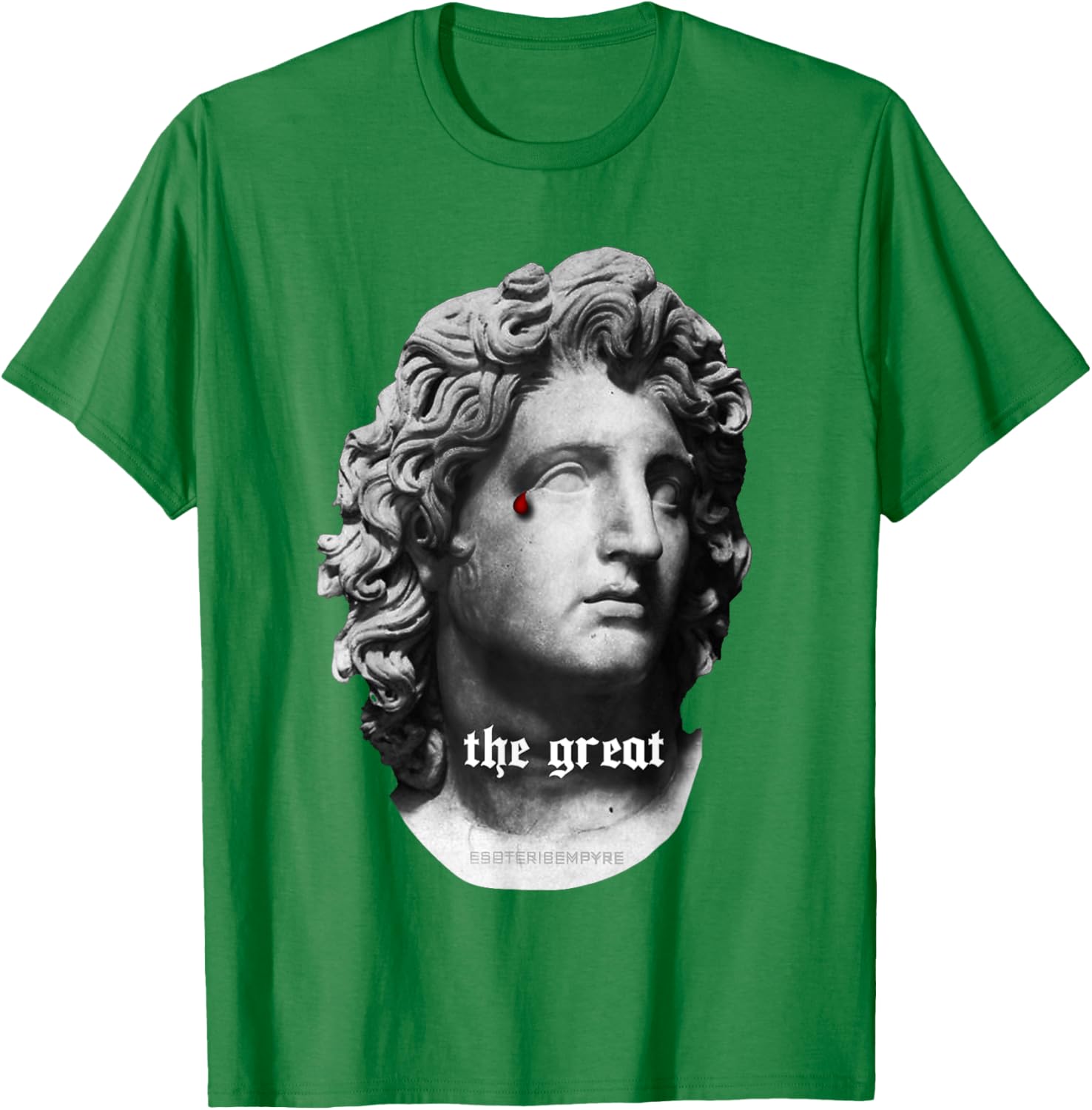 Alexander the Great Bust T-Shirt with Unique Bloody Teardrop Design - 14