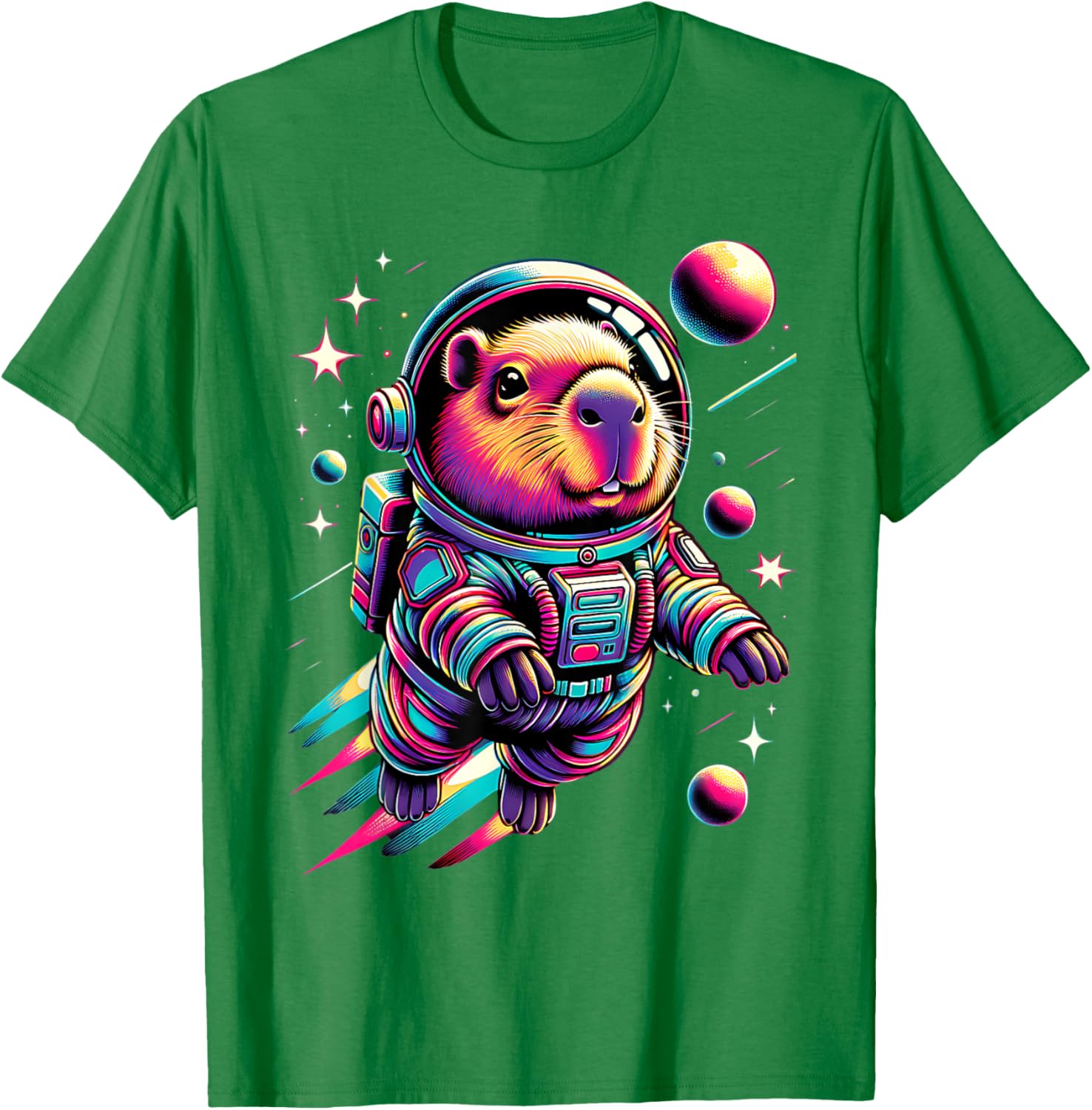 Adorable Space Capybara Astronaut T-Shirt for Animal Lovers - 9