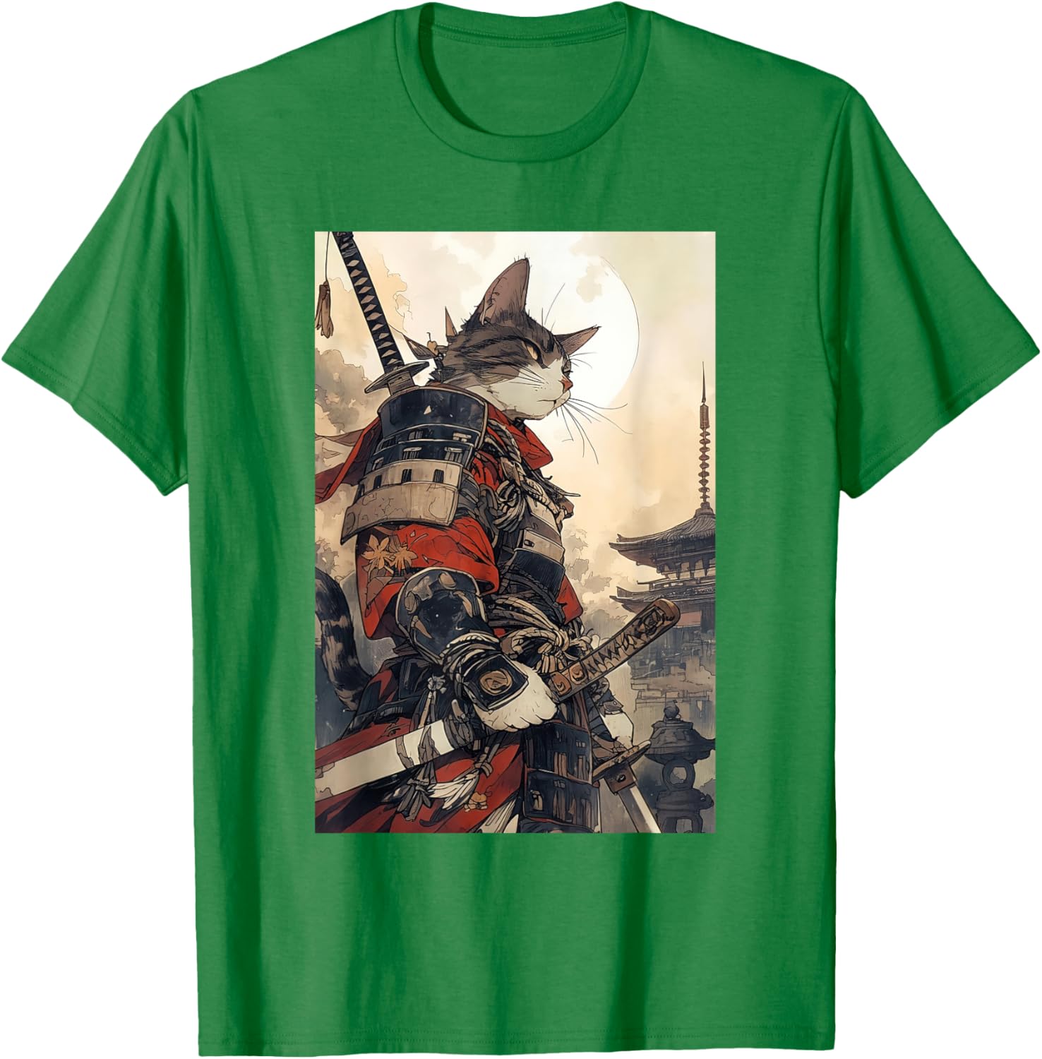 Samurai Cat Graphic Tee Vintage Japanese Art for Men, Women, Kids - 19