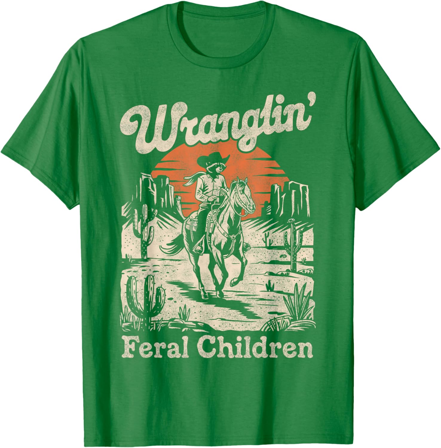 Wranglin Feral Children Raccoon T-Shirt Retro 90s Cowboy Style - 12