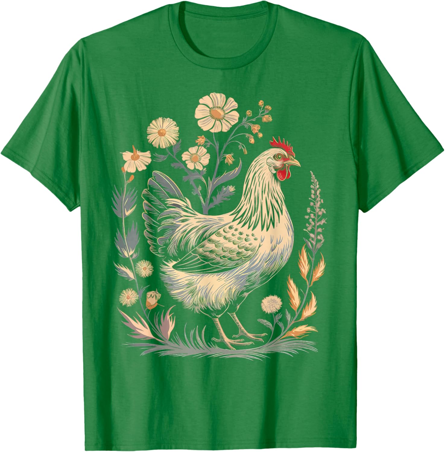 Colorful Chicken Floral Art T-Shirt for Women - Perfect for Farm Lovers - 13