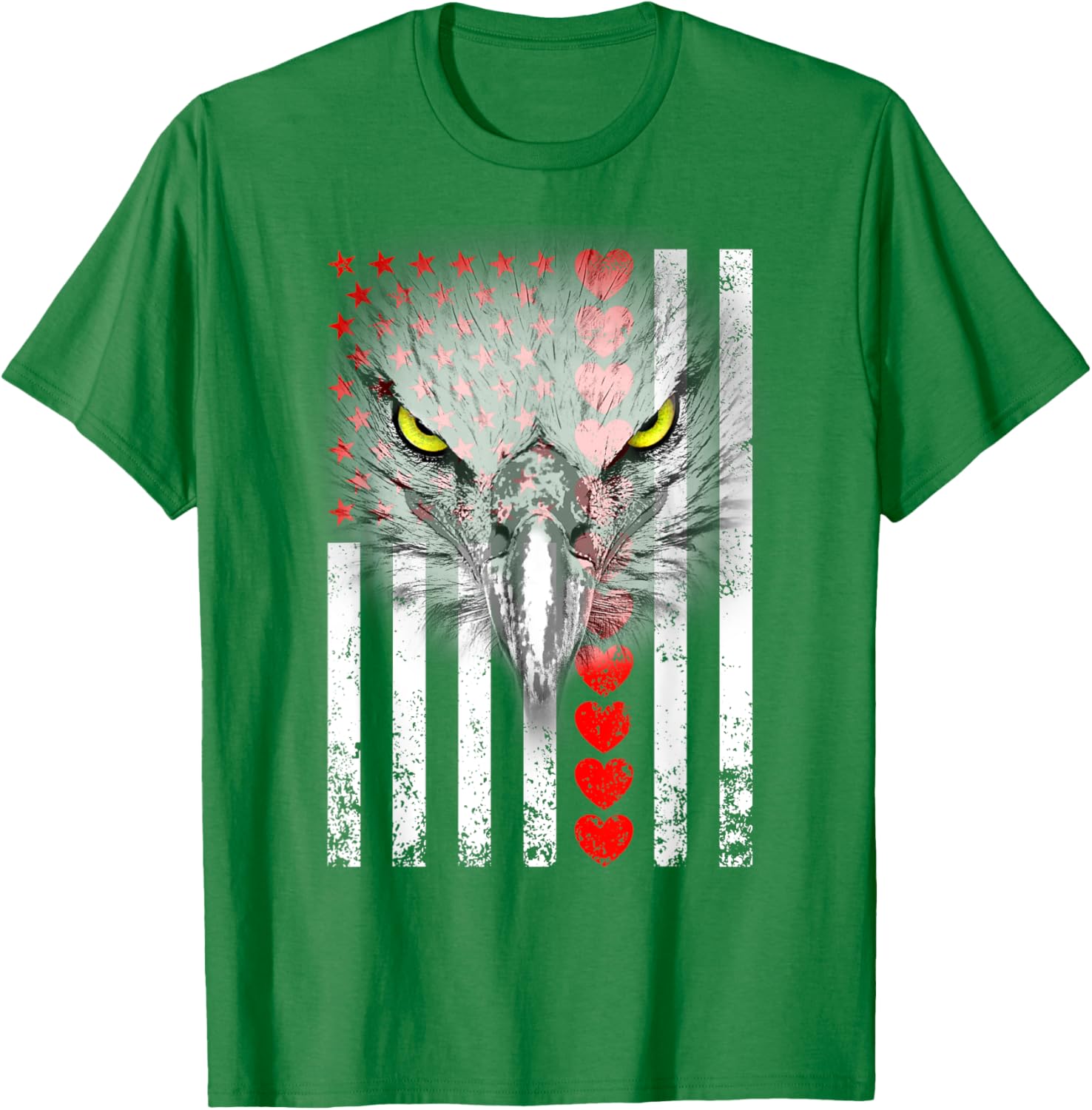 Happy Valentine's Day Eagle T-Shirt for Animal Lovers with Hearts & Flag - 2