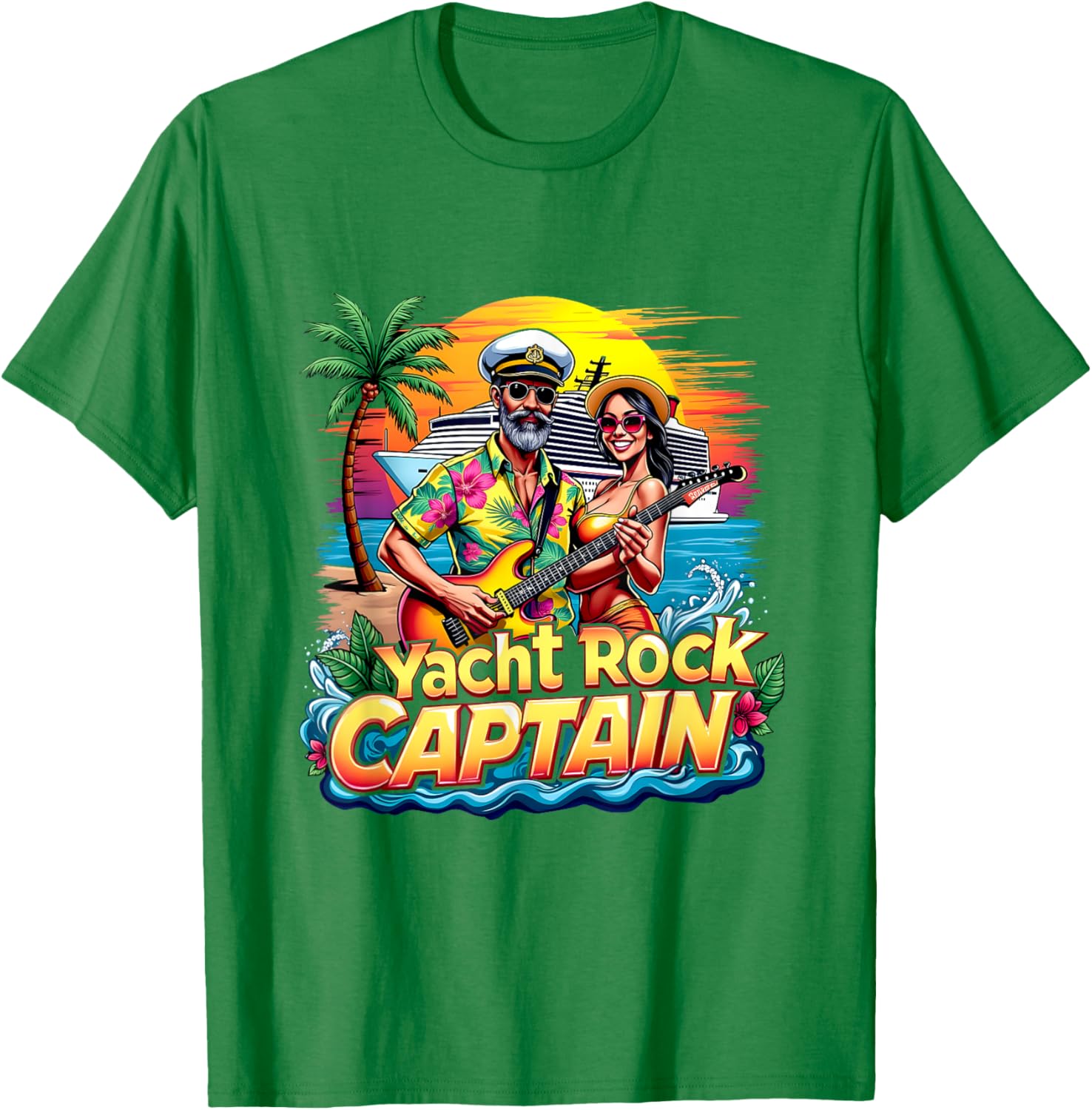 Retro Yacht Rock Captain Tropical Cruise Squad T-Shirt for Fun Parties - 13