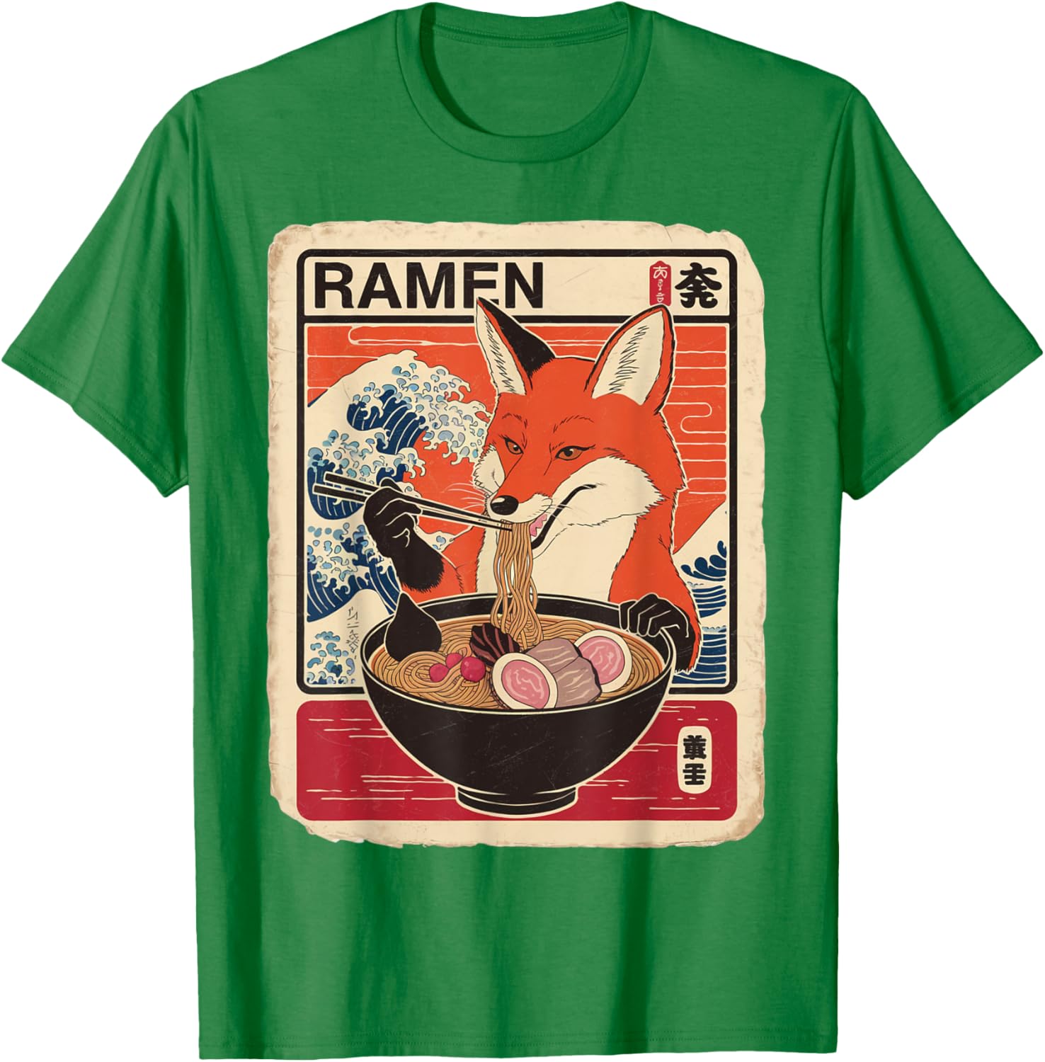 Kawaii Fox Ramen Graphic T-Shirt Cute Ezo Orange Fox Apparel - 27