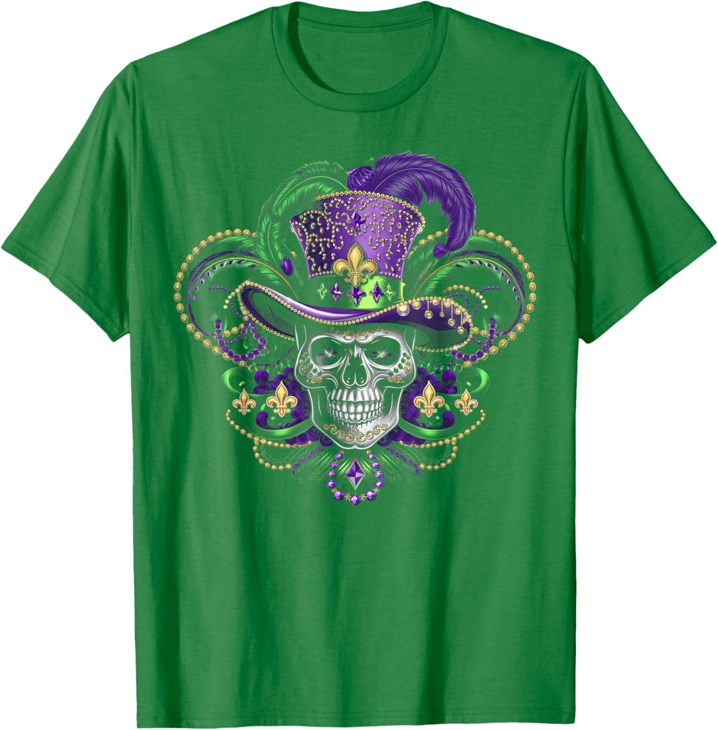 Vibrant Sugar Skull Witch T-Shirt for Mardi Gras and Halloween Fun - 11