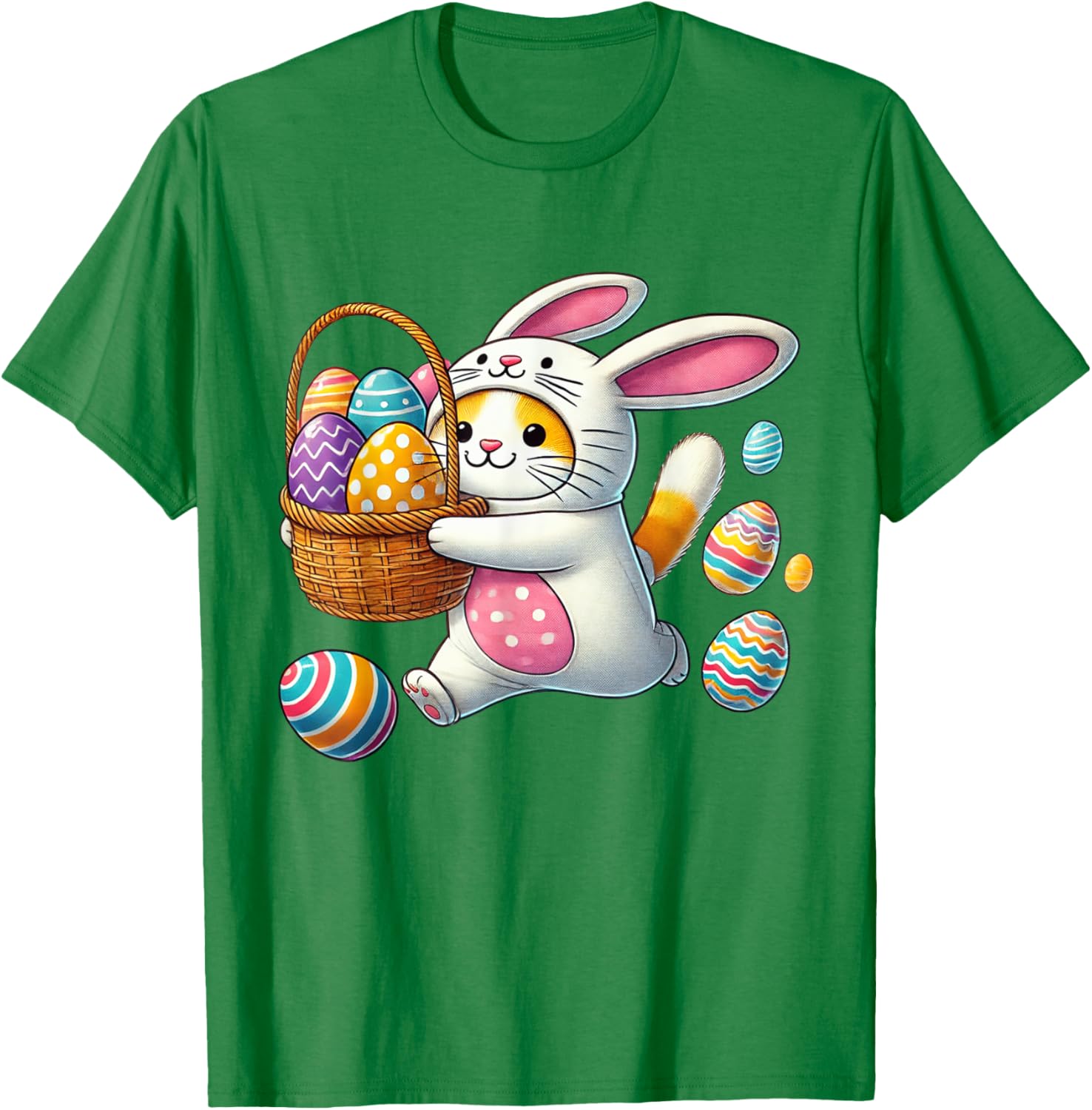 Funny Easter Orange Cat Bunny Ears T-Shirt for Kids Boys and Girls - 11