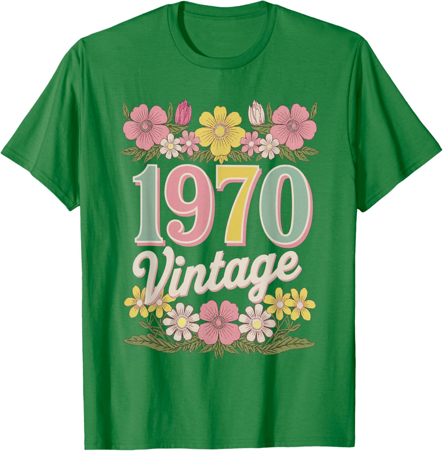 Vintage 1970 Retro Flower Birthday T-Shirt for Daughters and Women - 25