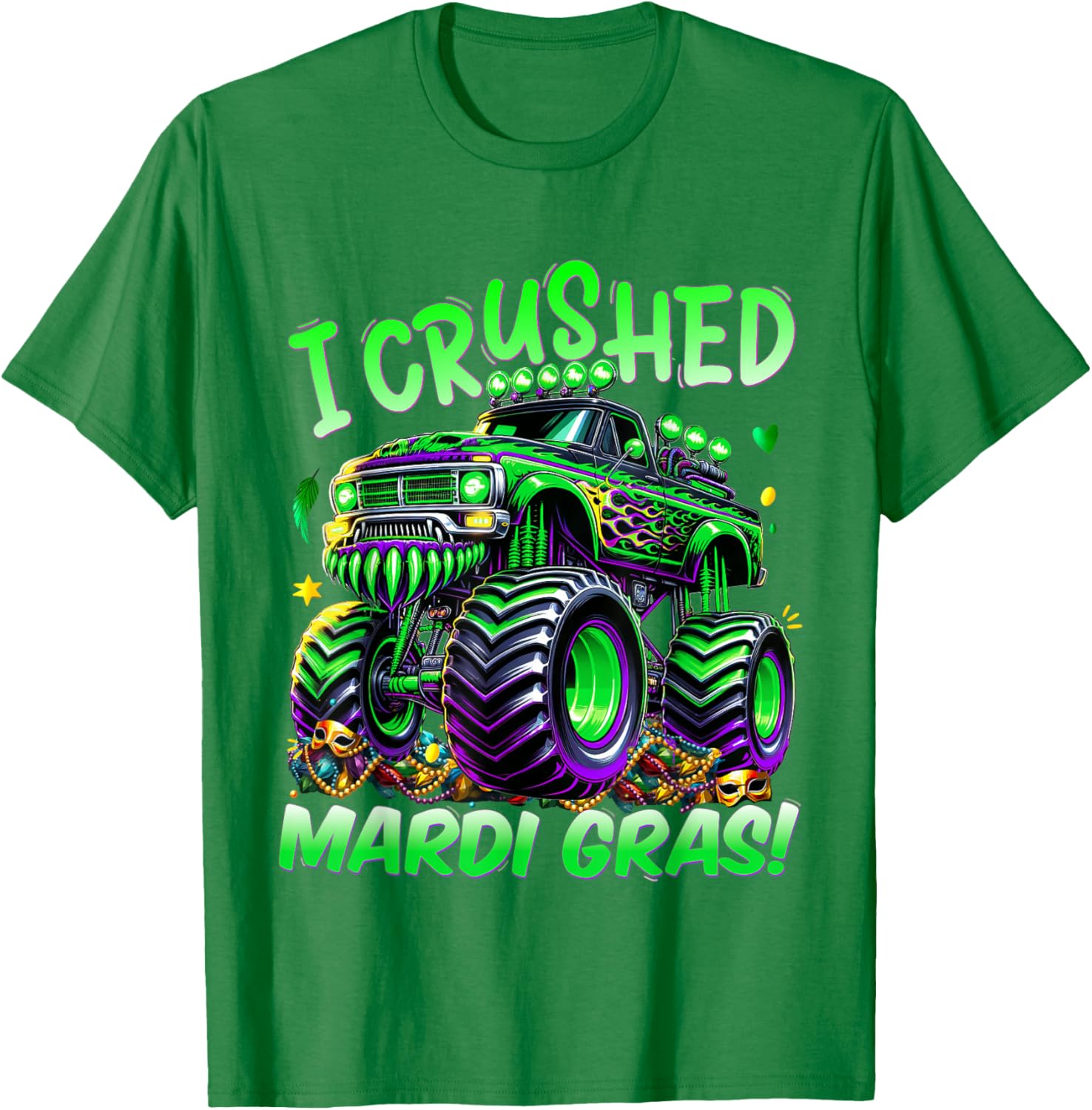 I Crushed Mardi Gras Monster Truck Tee for Boys and Kids Fun Shirt - 13