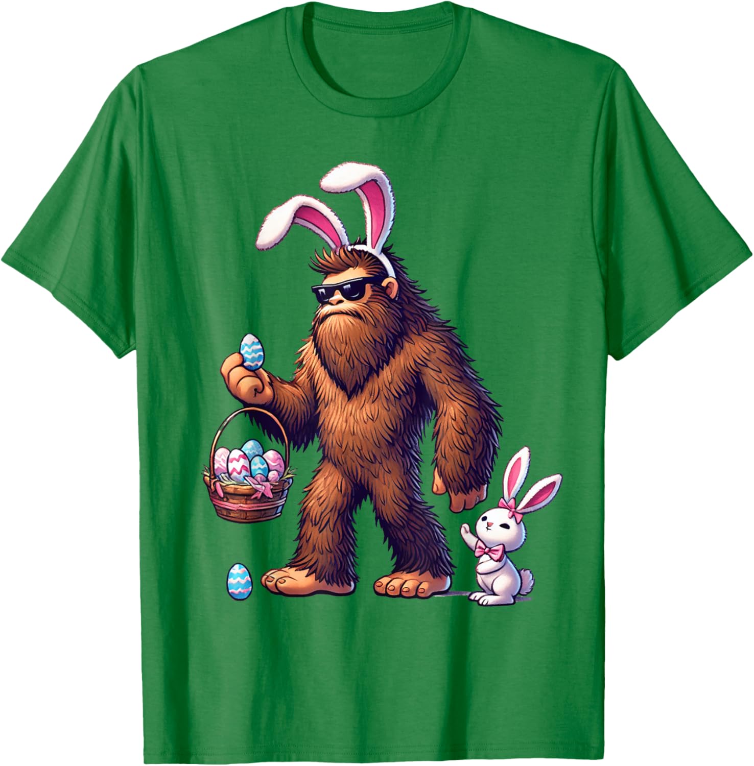 Bigfoot Sasquatch Bunny Easter Eggs T-Shirt for Kids and Men - 7