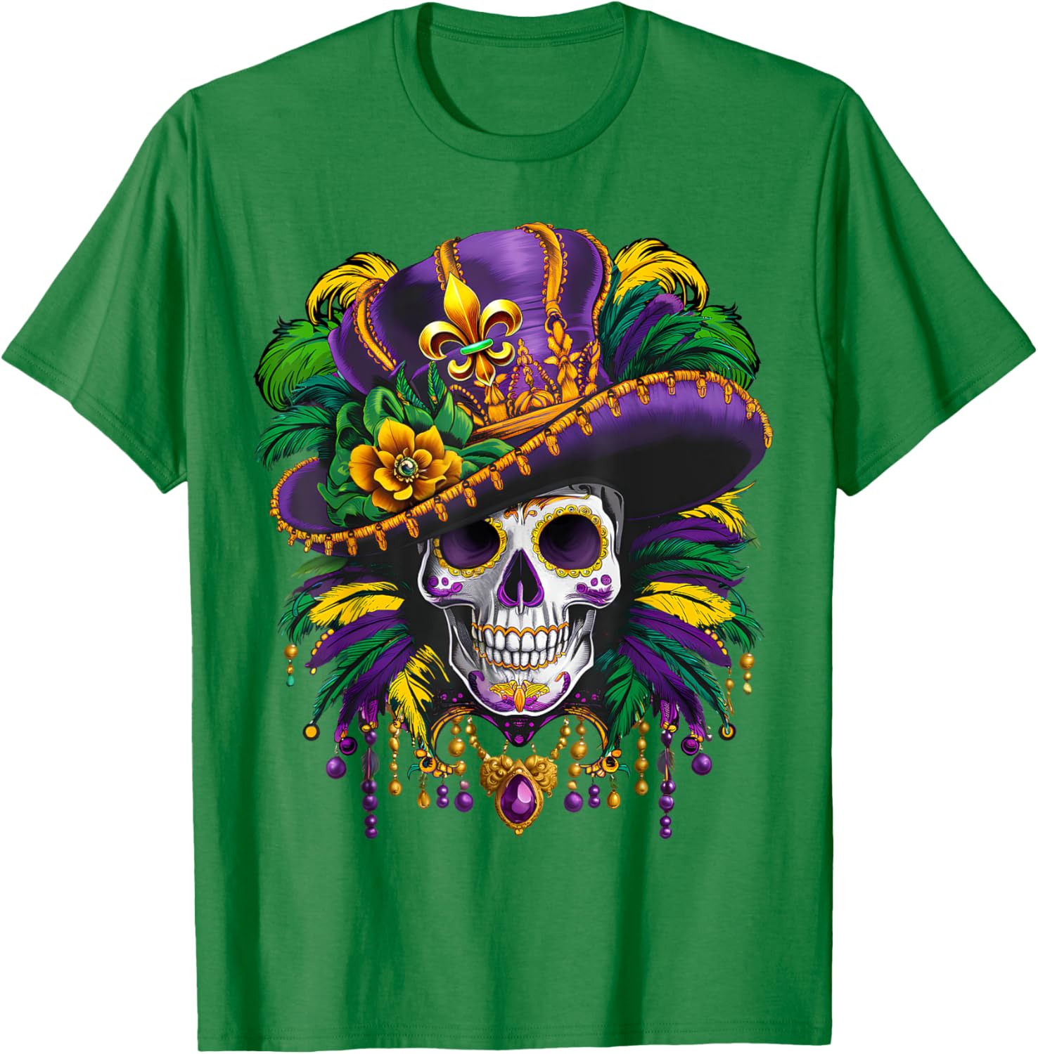 Mardi Gras Sugar Skull T-Shirt for New Orleans Carnival Fun - 23