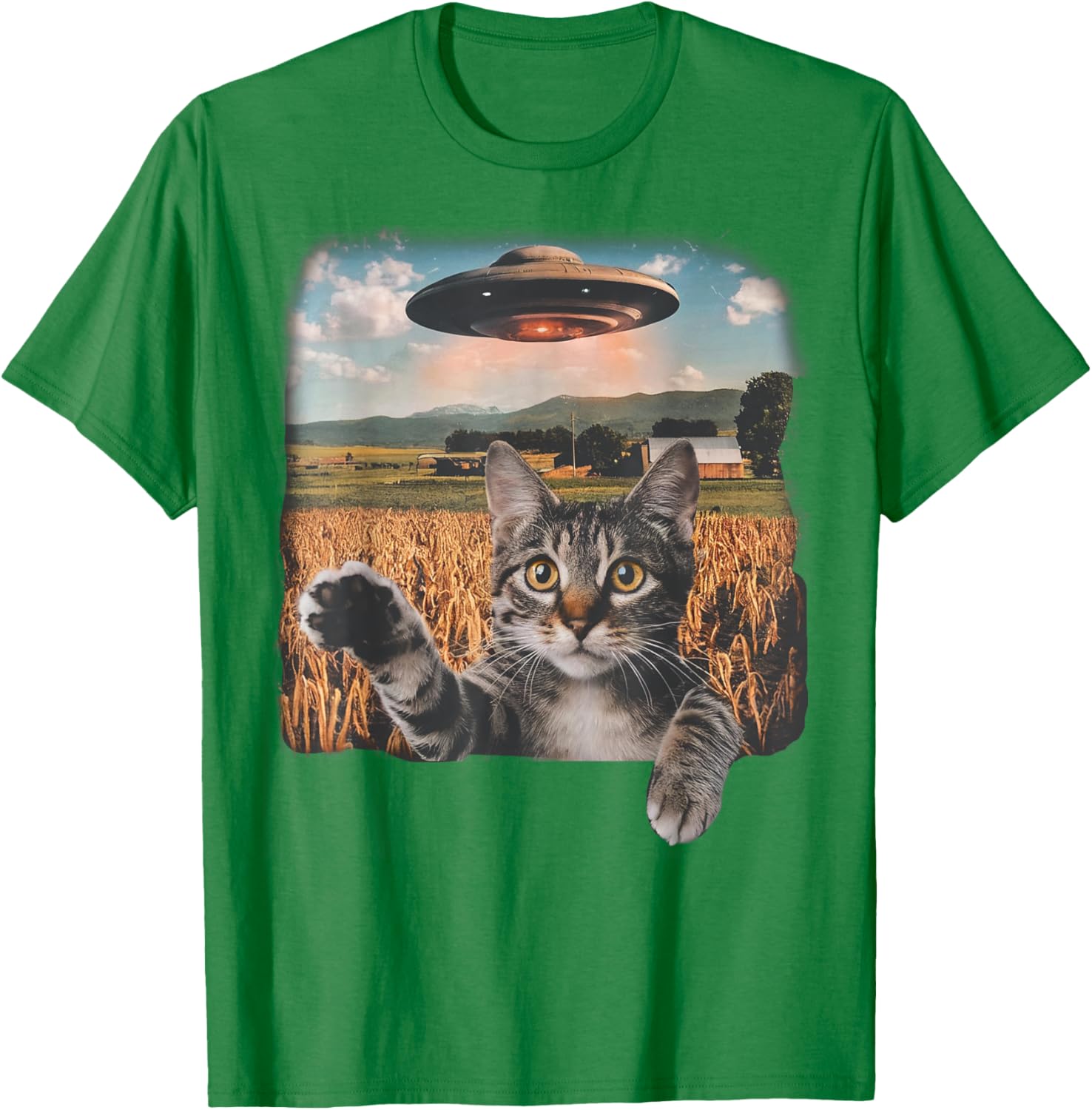 Cat Selfie with Alien UFO T-Shirt for Men, Women, and Kids - 26