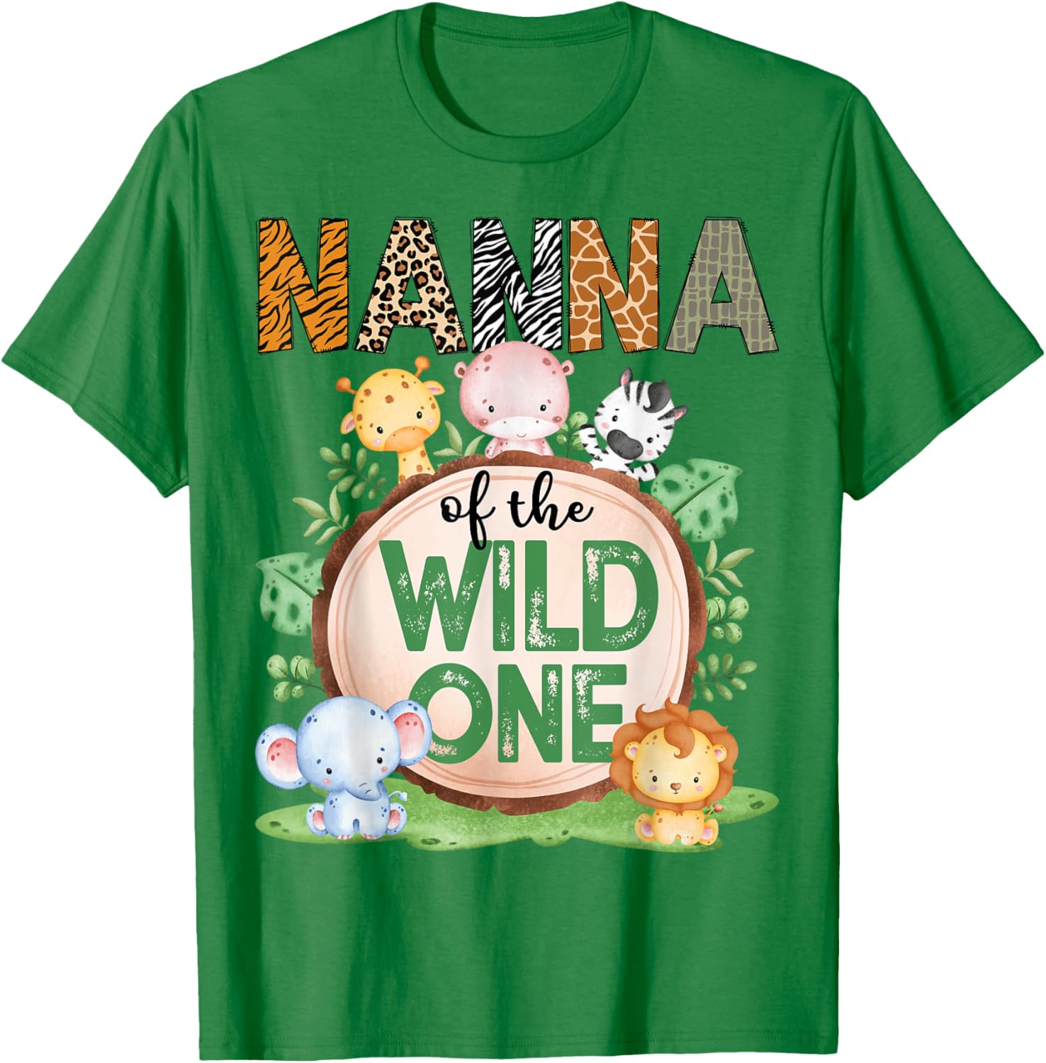 Nanna Of The Wild One 1st Birthday Safari Jungle T-Shirt for Kids - 1