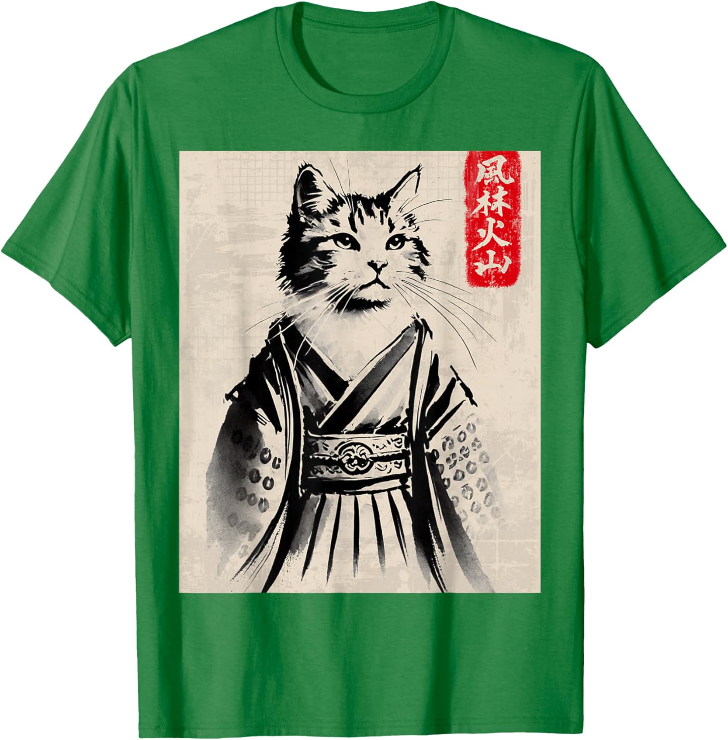 Samurai Cat Ukiyo-e Warrior Art T-Shirt for Cat Lovers and Art Fans - 26