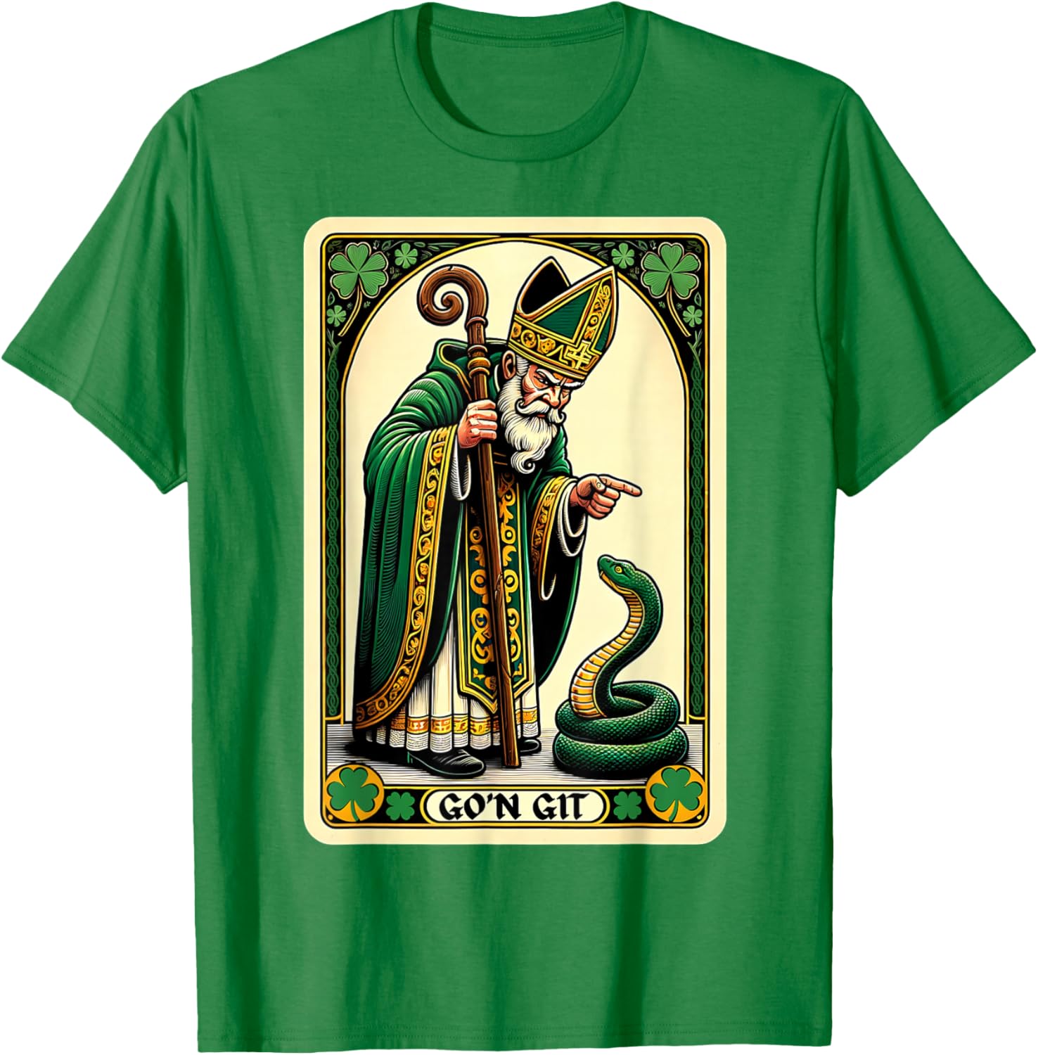 Funny St Patricks Day Tarot Card Go'n Git T-Shirt for Festive Fun - 17