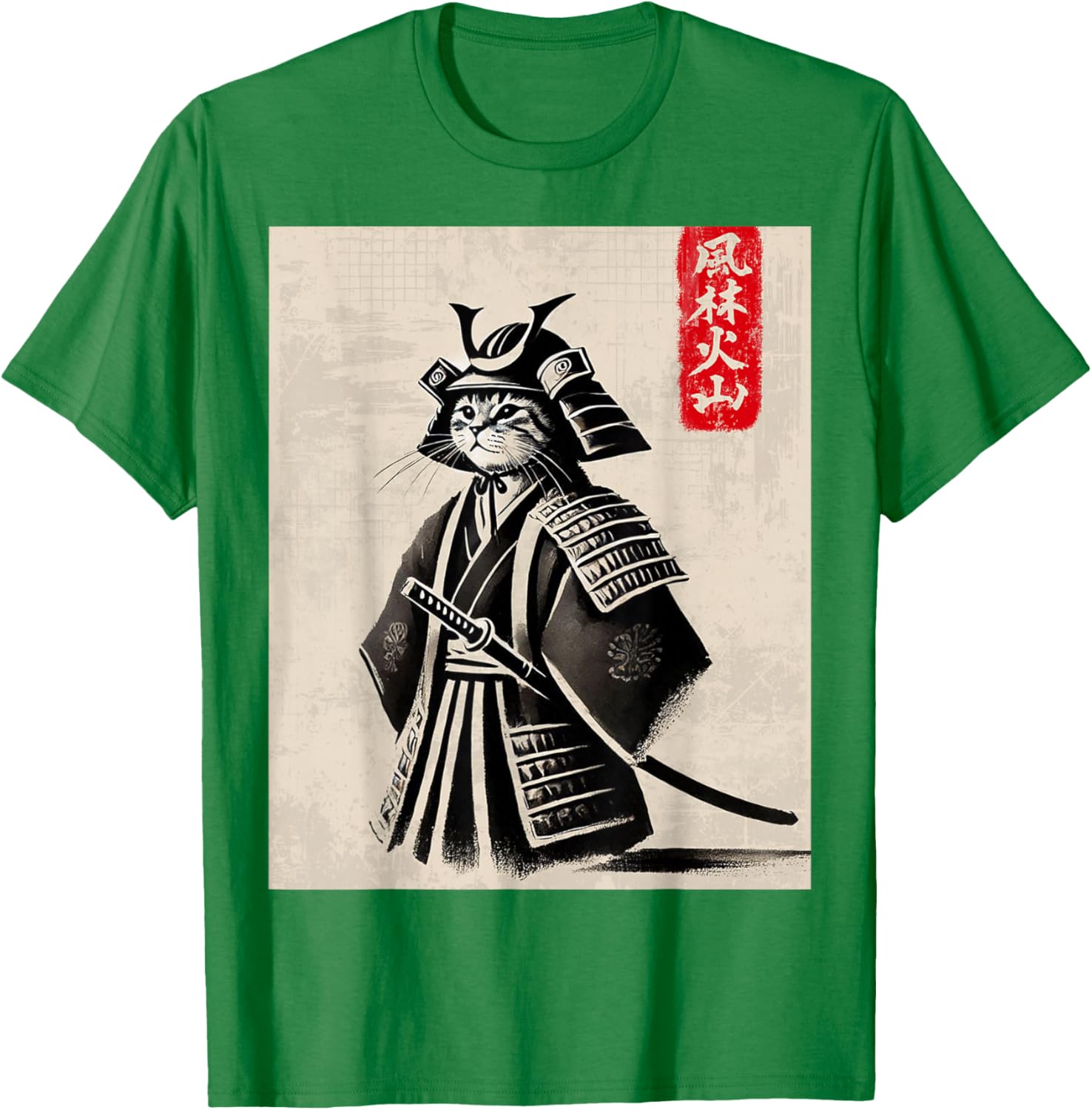 Samurai Cat Warrior Art Japanese T-Shirt Cool Design for Cat Lovers - 5