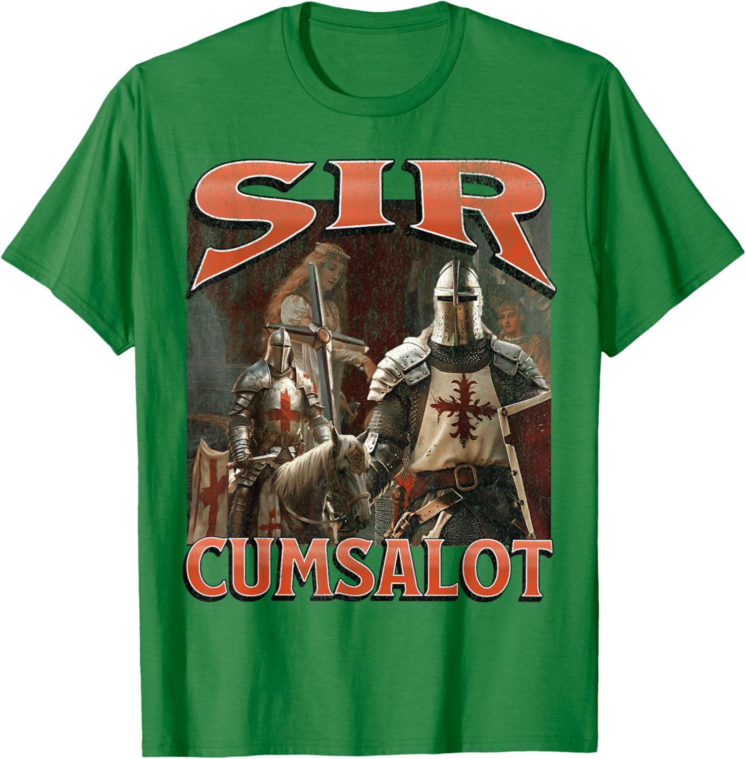 Humorous Sir Cumsalot Knight Meme Bootleg Graphic T-Shirt for Fun Fashion - 12