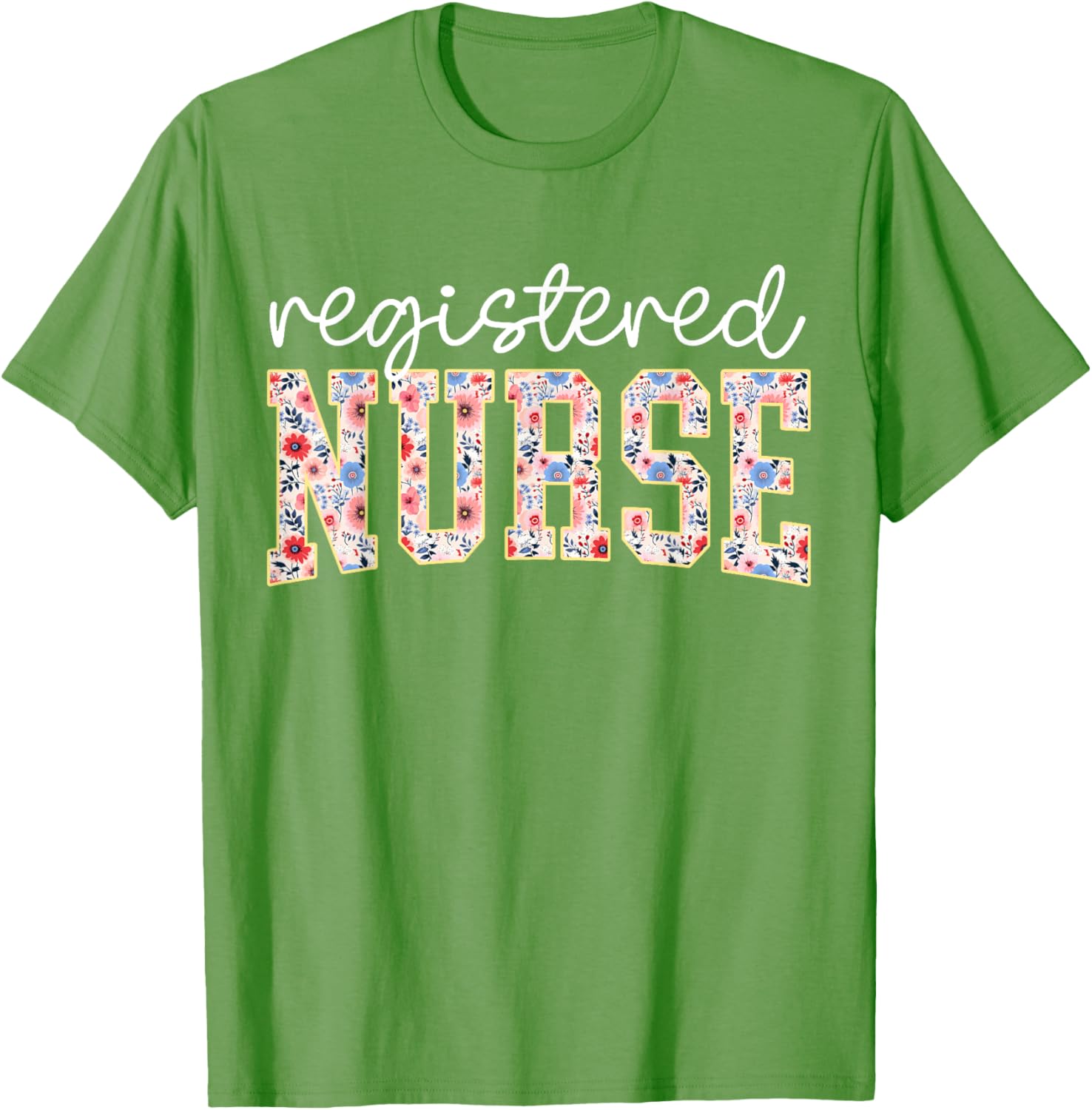 Floral Print RN Nurse T-Shirt for Women - Perfect for Nursing School - 22