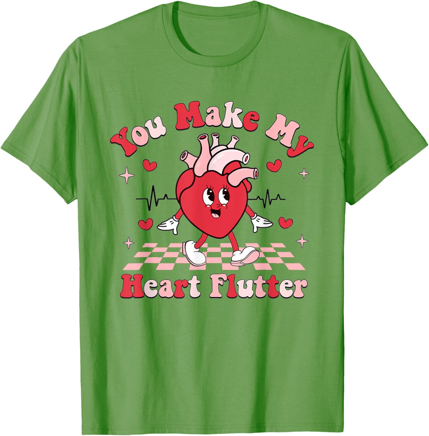 Cardiac Nurse Valentine T-Shirt You Make My Heart Flutter Gift - 4
