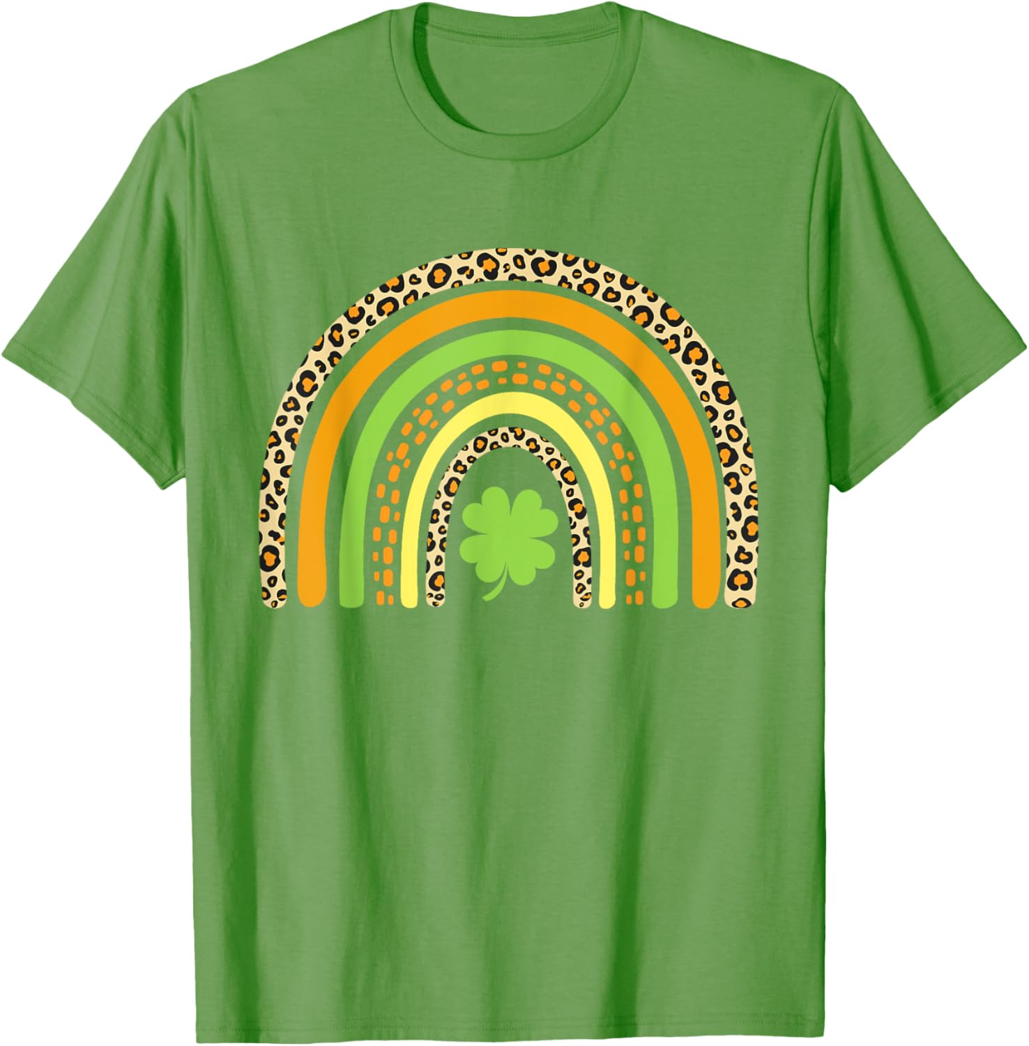 St Patrick's Day Leopard Rainbow Clover T-Shirt for Festive Fun - 1