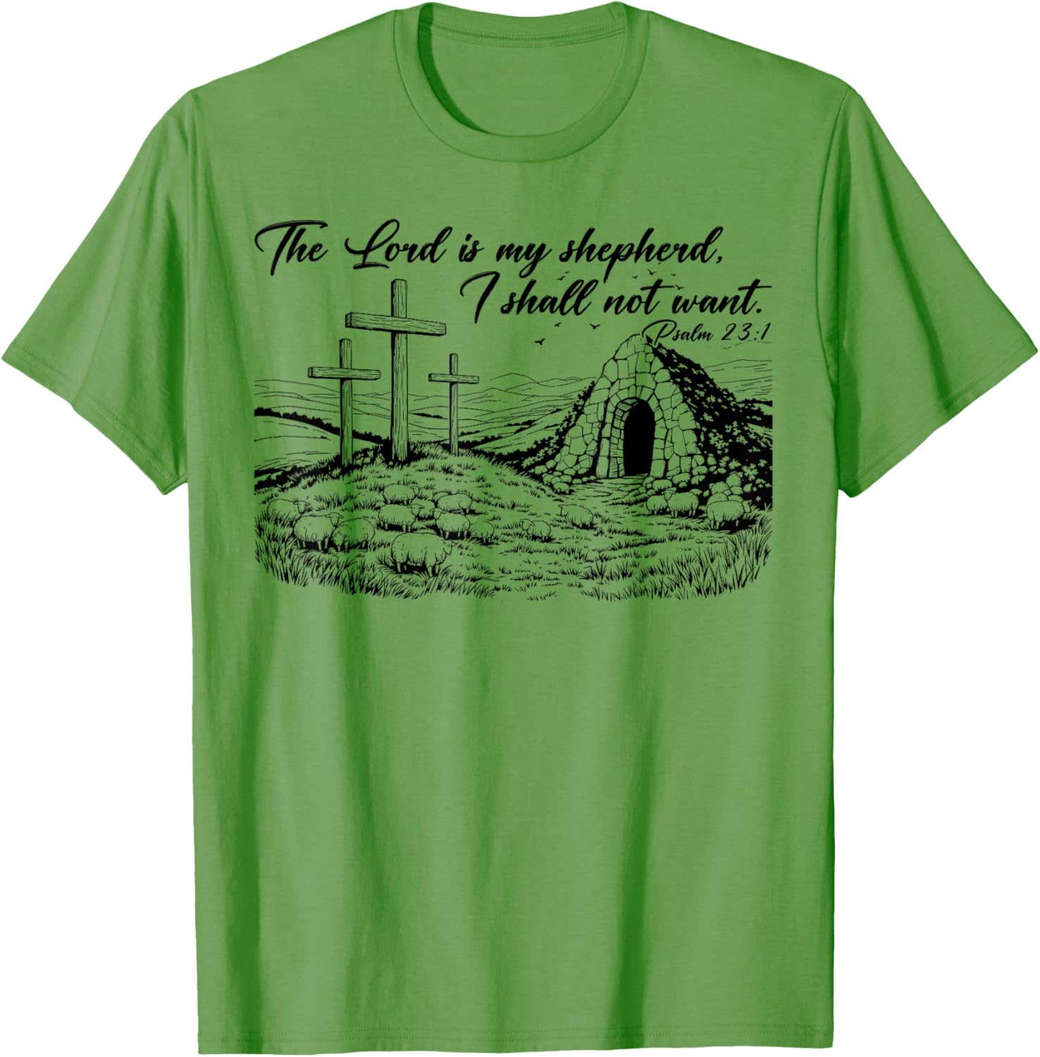 Happy Easter Christian T-Shirt The Lord Is My Shepherd Design - 13