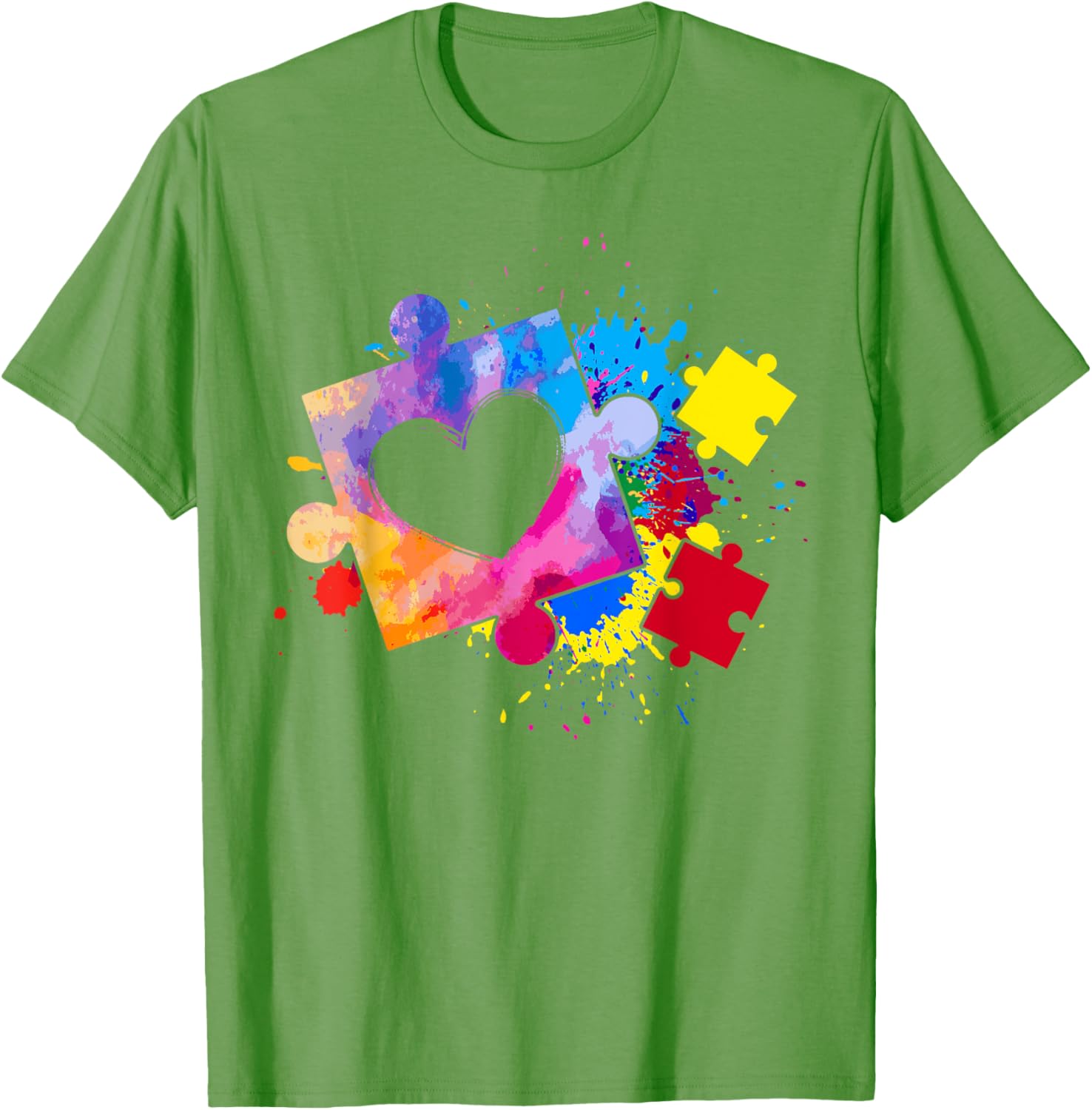 Autism Awareness Tie Dye Puzzle Piece Heart Kids T-Shirt for Boys and Girls - 17