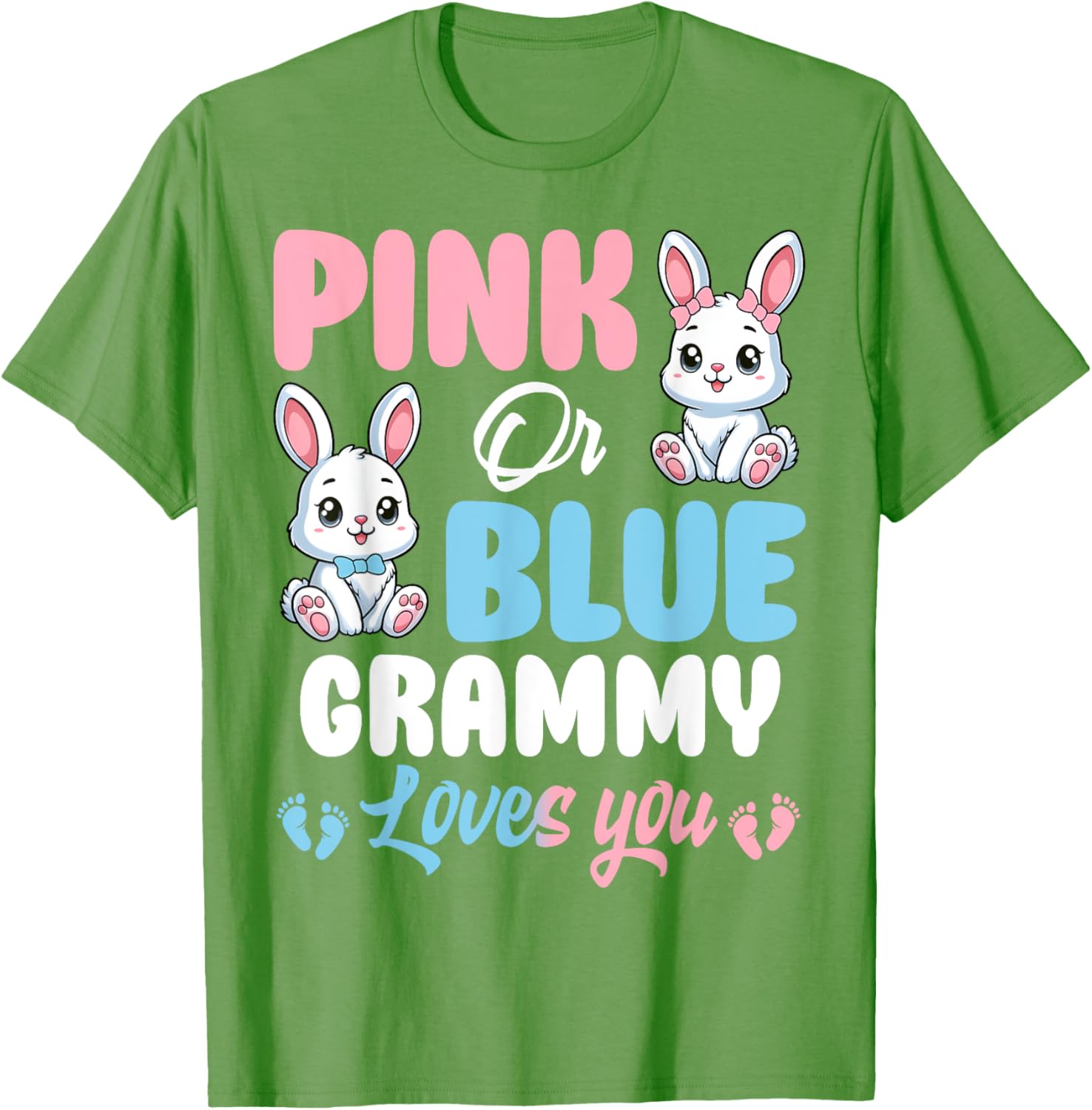 Pink or Blue Grammy Loves You Bunny Gender Reveal Party T-Shirt - 13