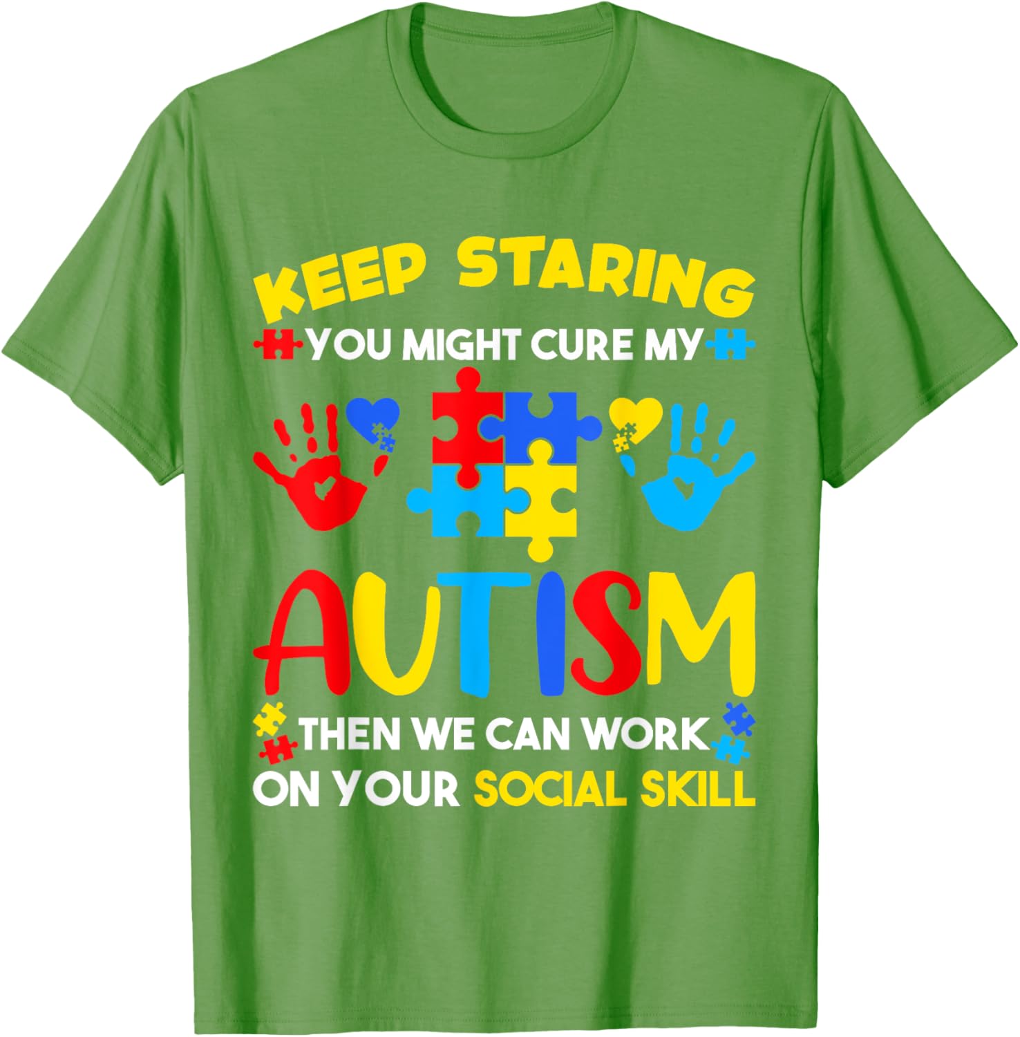 Keep Staring You Might Cure My Autism Awareness Kids T-Shirt for Positive Vibes - 5