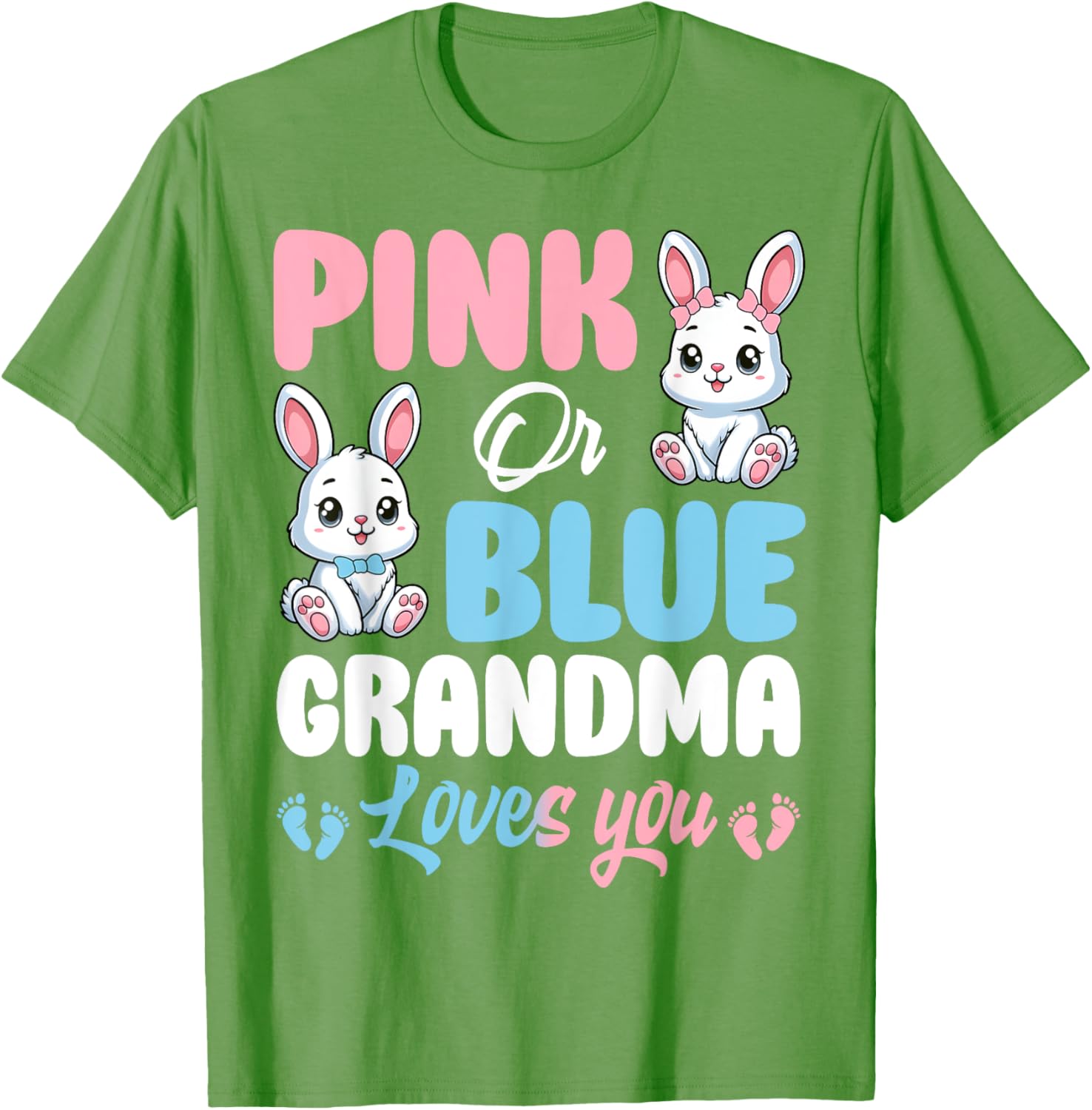 Pink or Blue Grandma Loves You Bunny Gender Reveal T-Shirt for Kids - 7