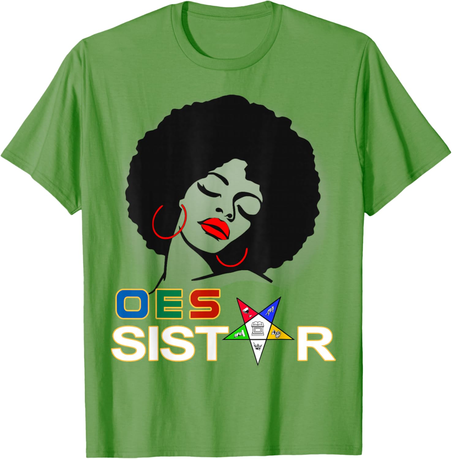 Beautiful Red Afro Earrings and Sistar Eastern Star T-Shirt for Girls - 17