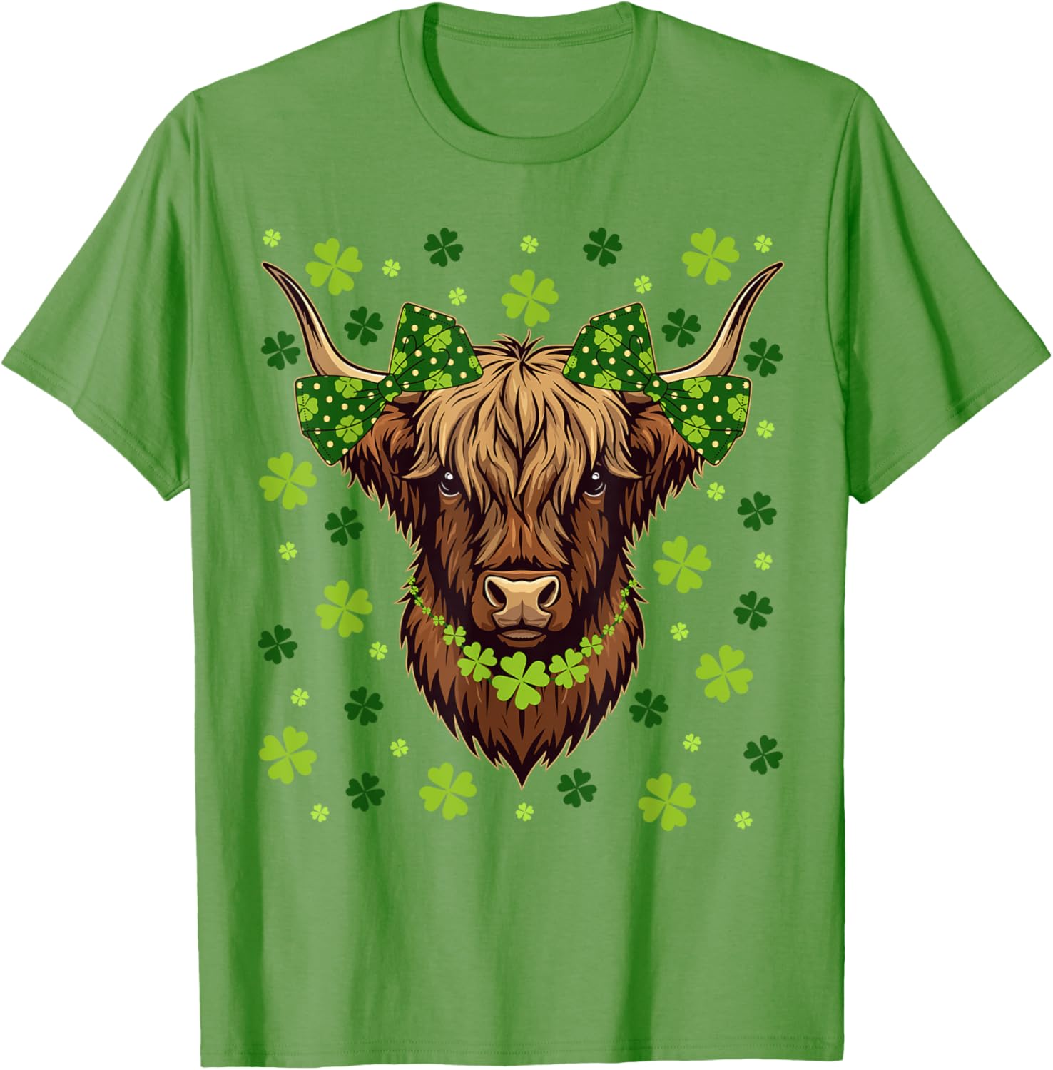 Highland Cow Shamrock T-Shirt for St Patricks Day Celebrations - 14