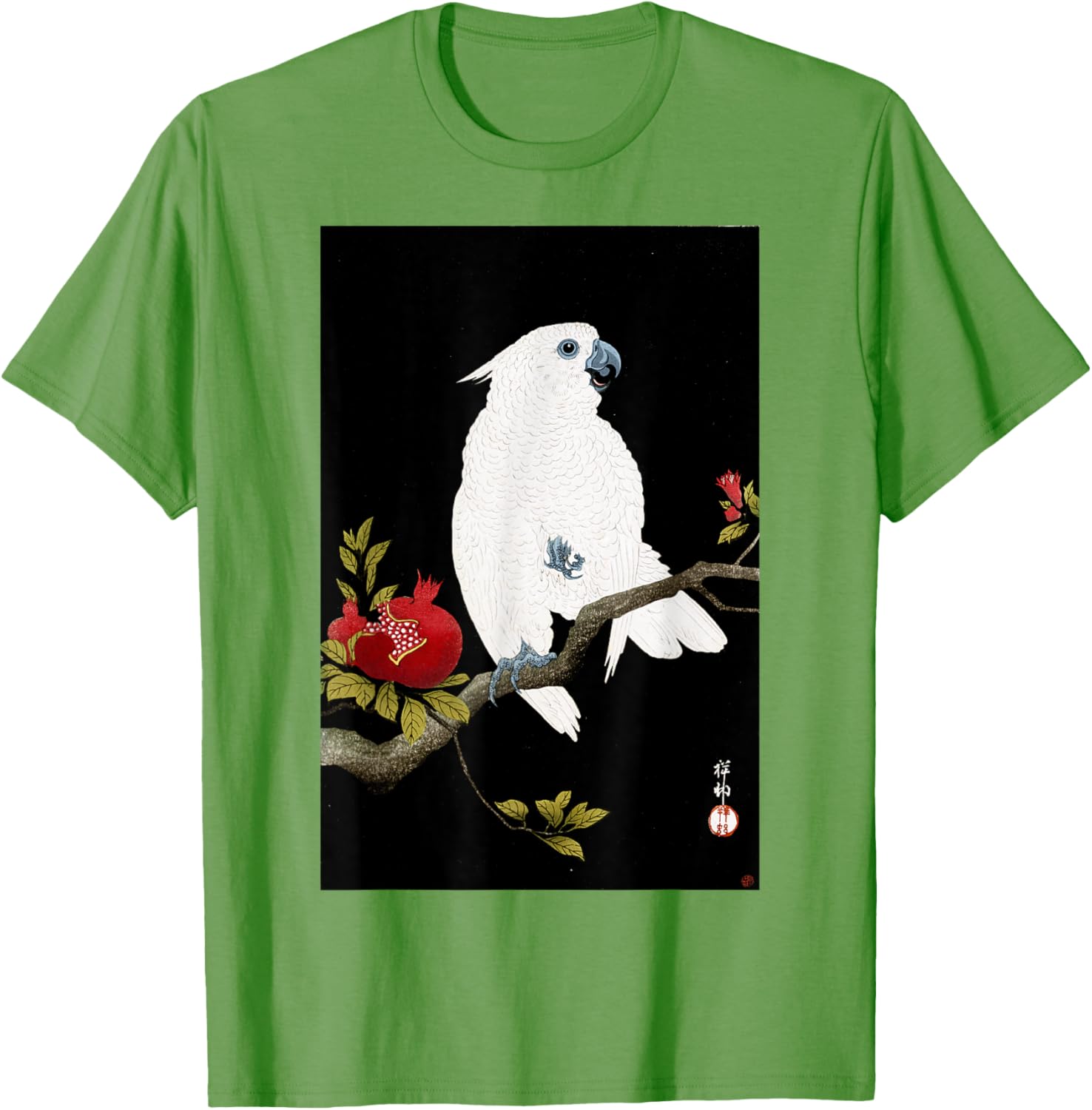 Koson Ohara Cockatoo and Pomegranate Japanese Art Bird T-Shirt - 24