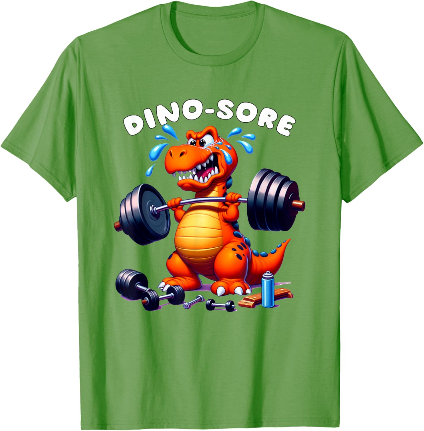 Dino Sore Gym T-Shirt for Fitness Lovers - Fun Lifting Weights Design - 4