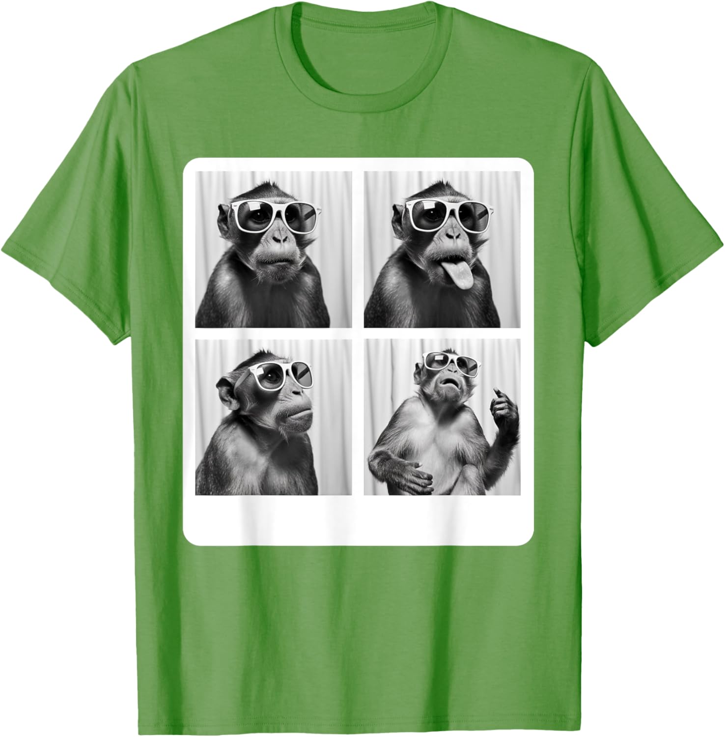 Funny Monkey Photo Booth T-Shirt with Sunglasses for Animal Lovers - 13